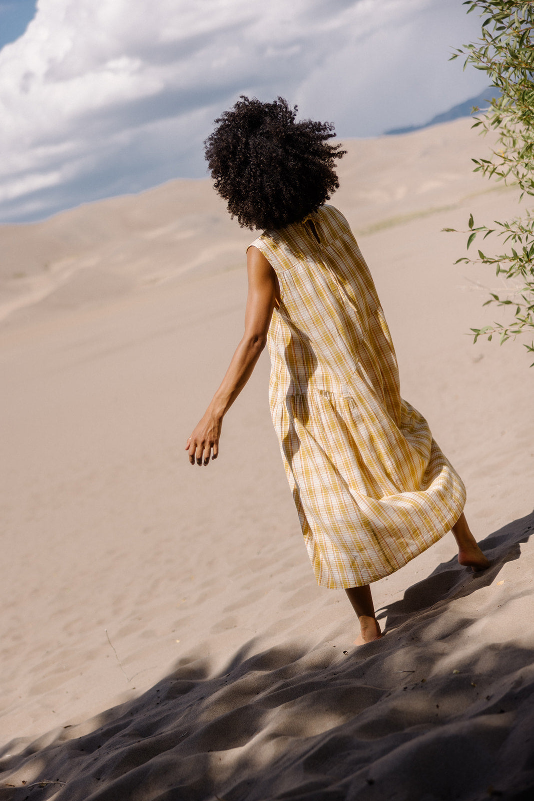The Anan Gathered Dress ~ Turmeric Check
