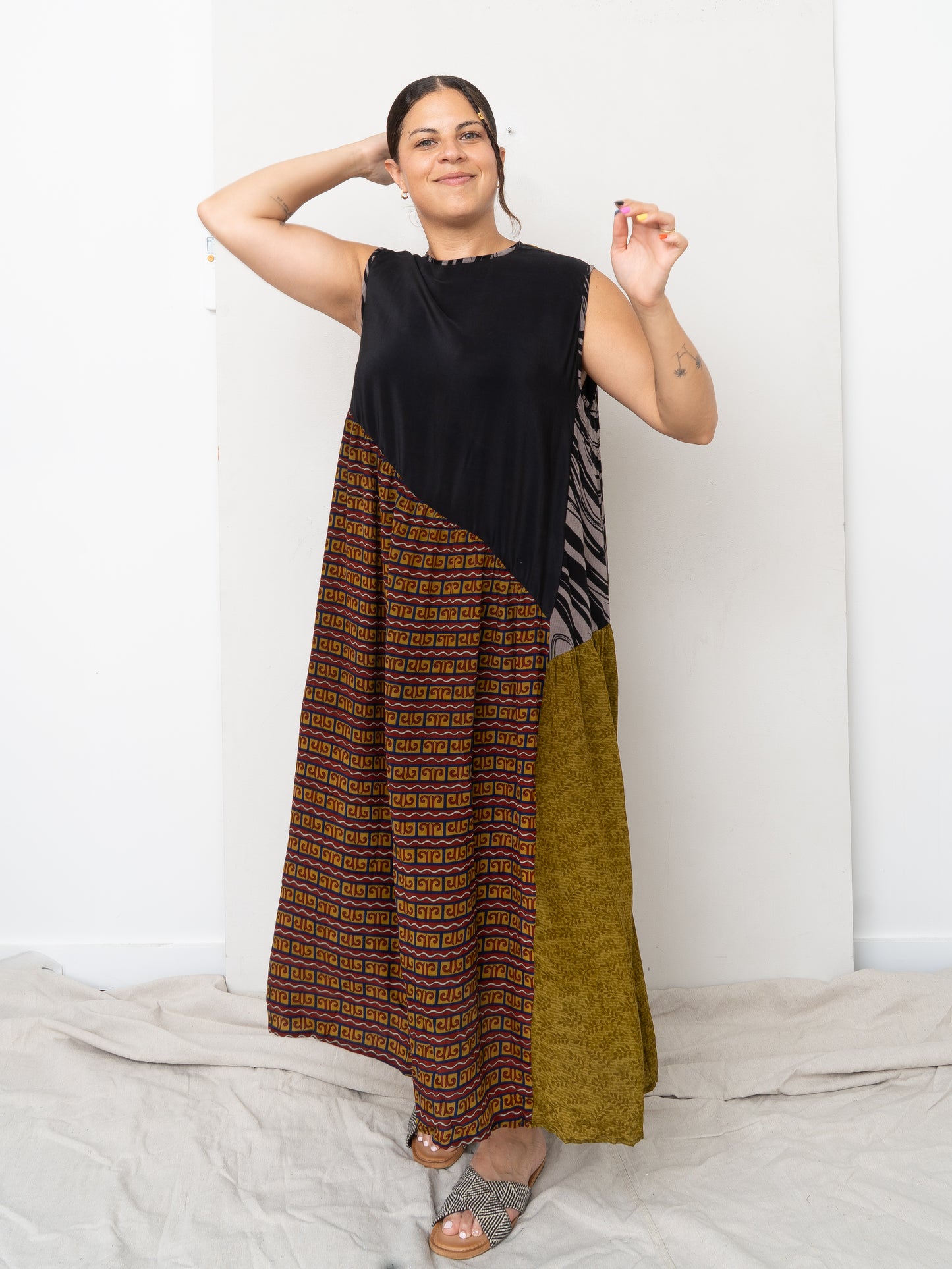 The Anan Long Dress - Medium / Large - Upcycled Silk