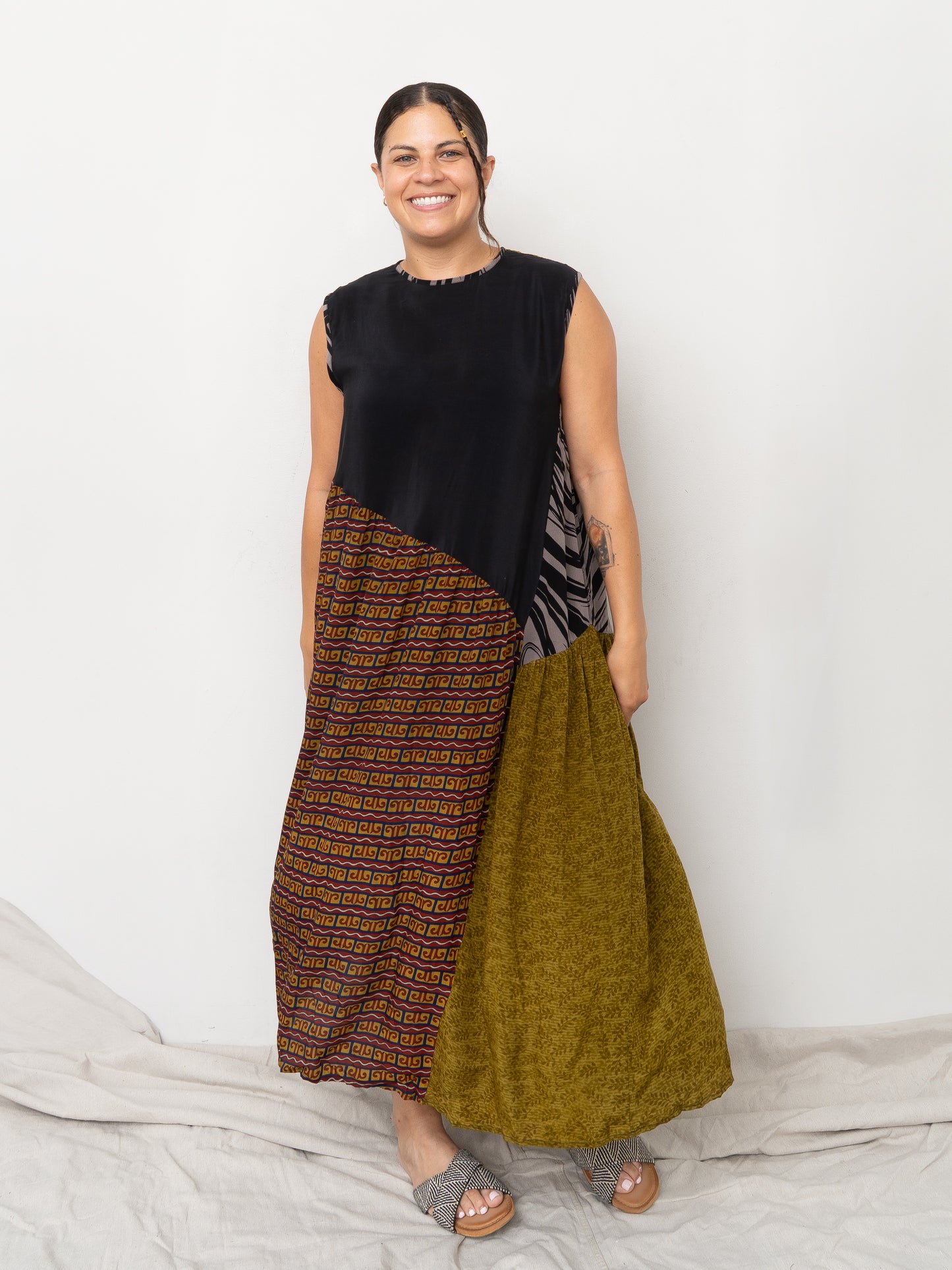 The Anan Long Dress - Medium / Large - Upcycled Silk