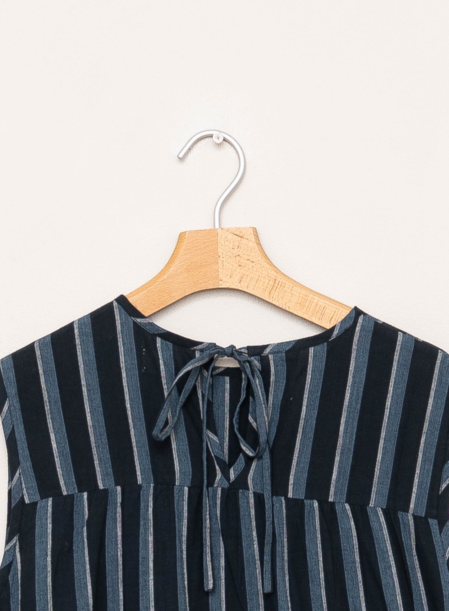 The Anan Short Gathered Dress ~ Tarmac Stripe