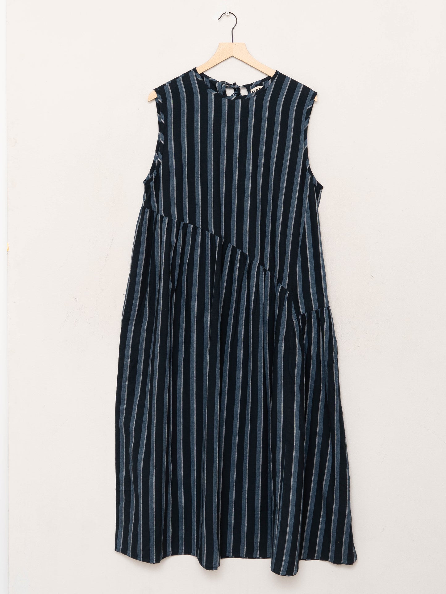 The Anan Gathered Dress ~ Tarmac Stripe