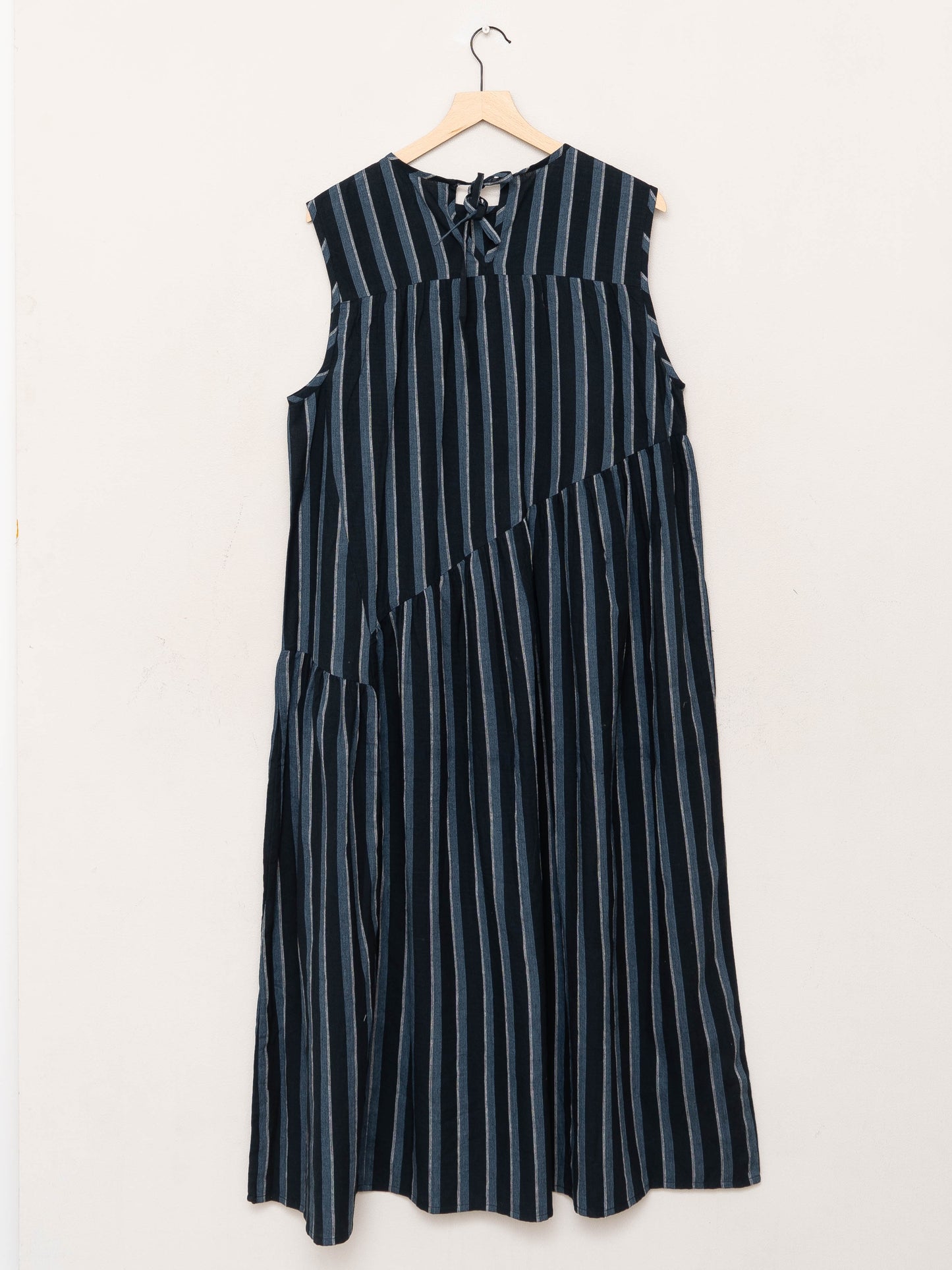 The Anan Gathered Dress ~ Tarmac Stripe