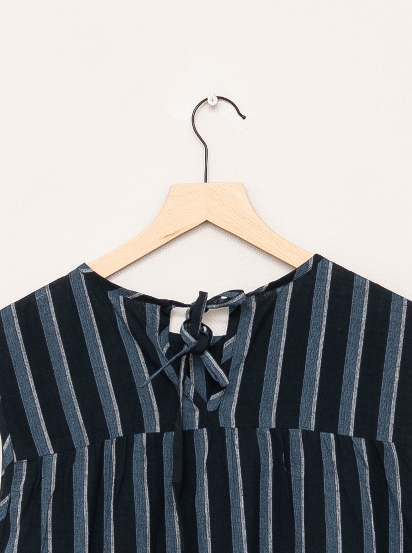 The Anan Gathered Dress ~ Tarmac Stripe