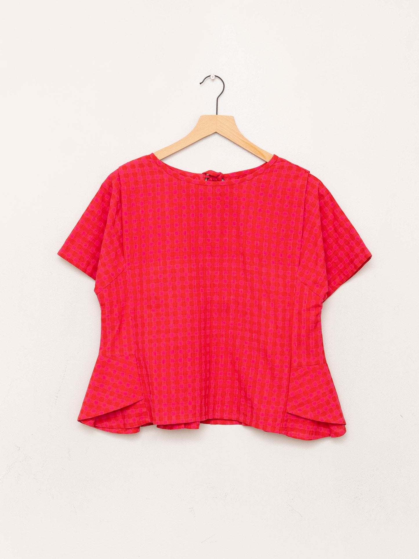 The Nima Peplum Top ~ Petunia Check