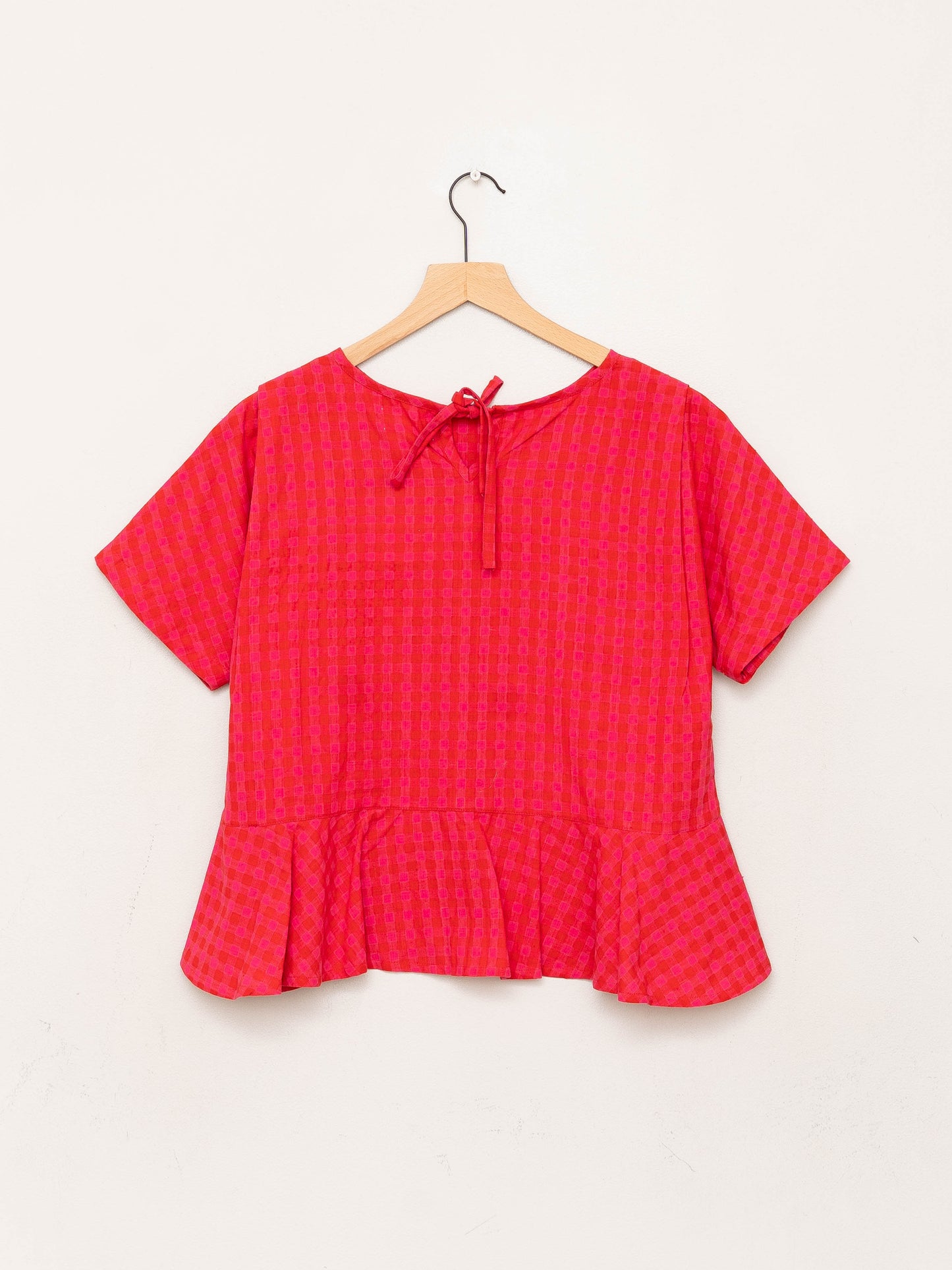 The Nima Peplum Top ~ Petunia Check