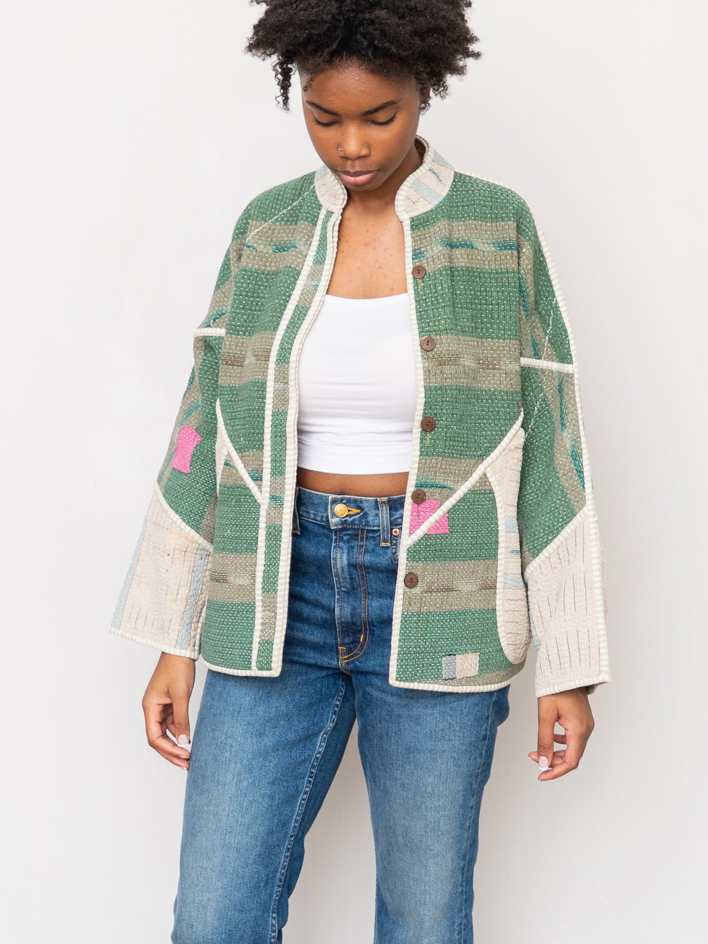 The Ladhiya Quilted Patchwork Kantha Jacket