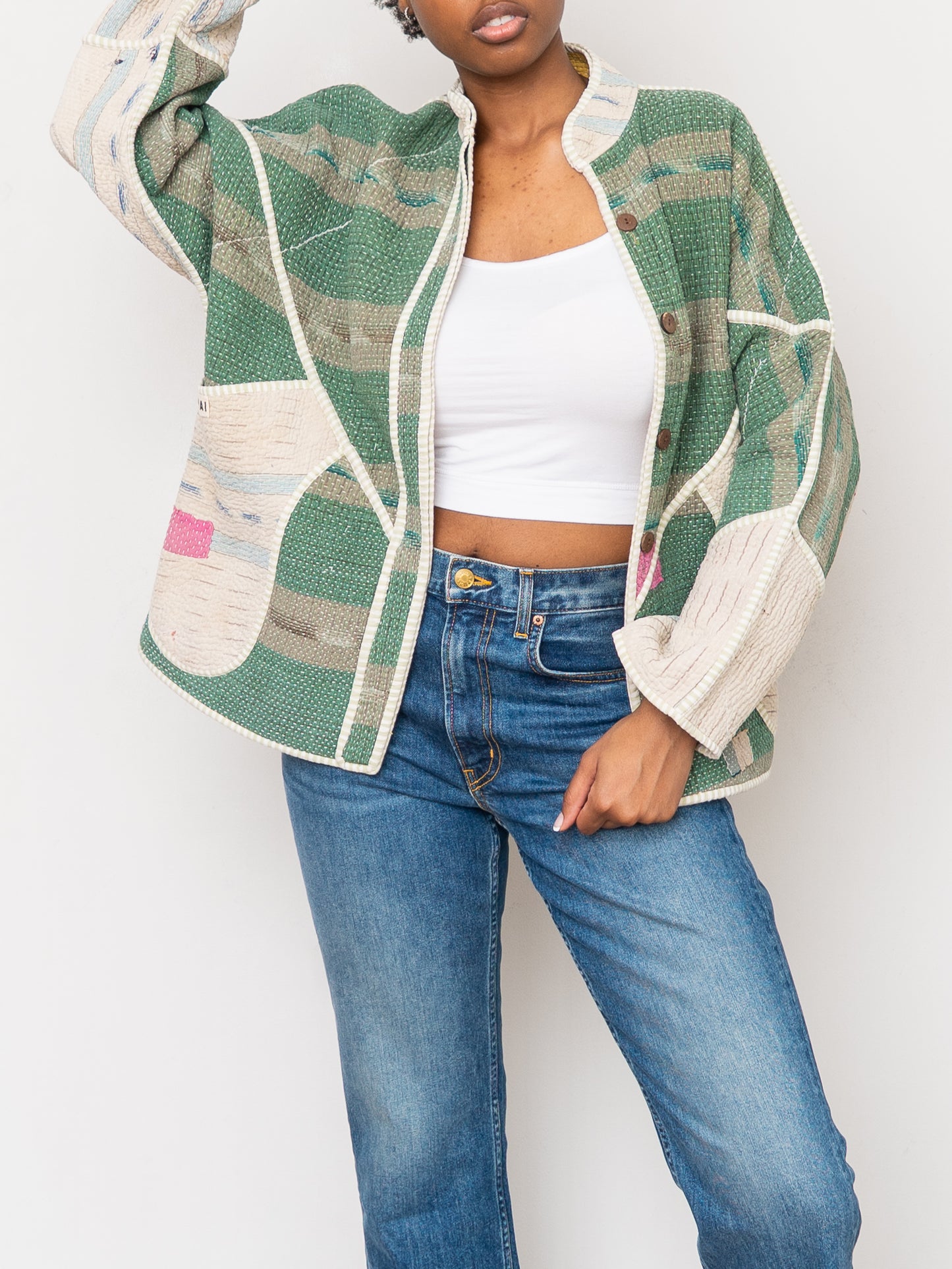 The Ladhiya Quilted Patchwork Kantha Jacket