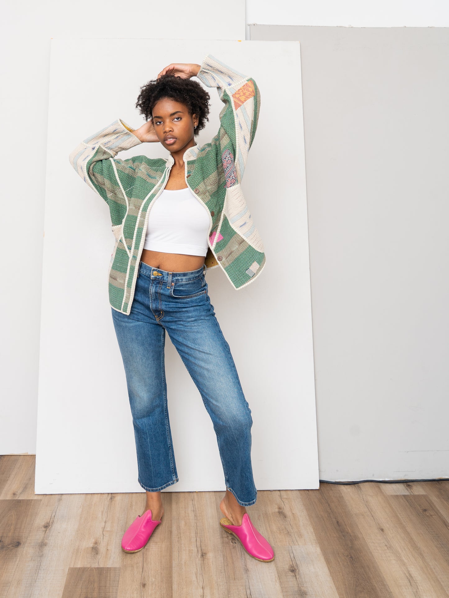 The Ladhiya Quilted Patchwork Kantha Jacket