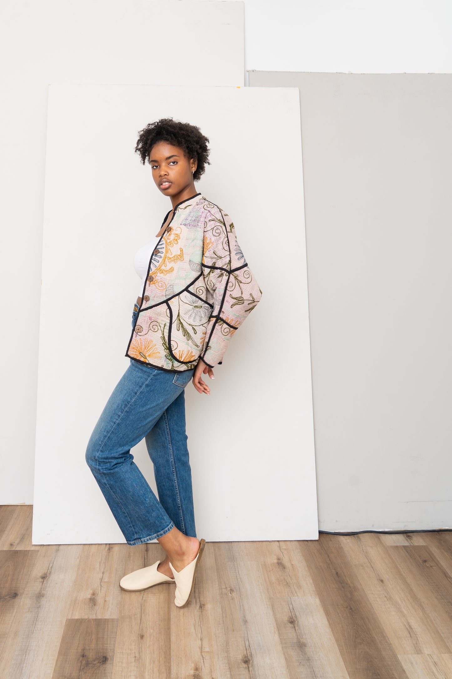 The Ladhiya Petite Quilted Suzani Kantha Jacket