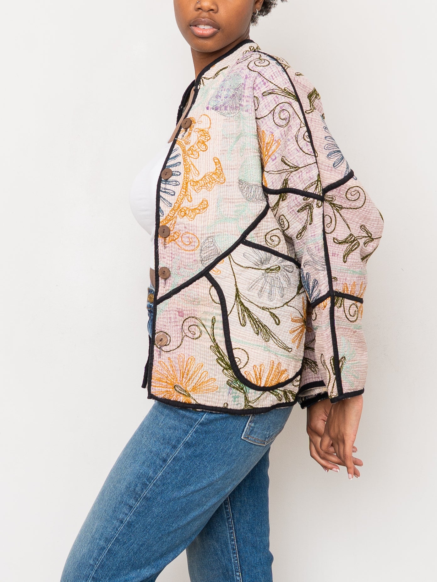 The Ladhiya Petite Quilted Suzani Kantha Jacket