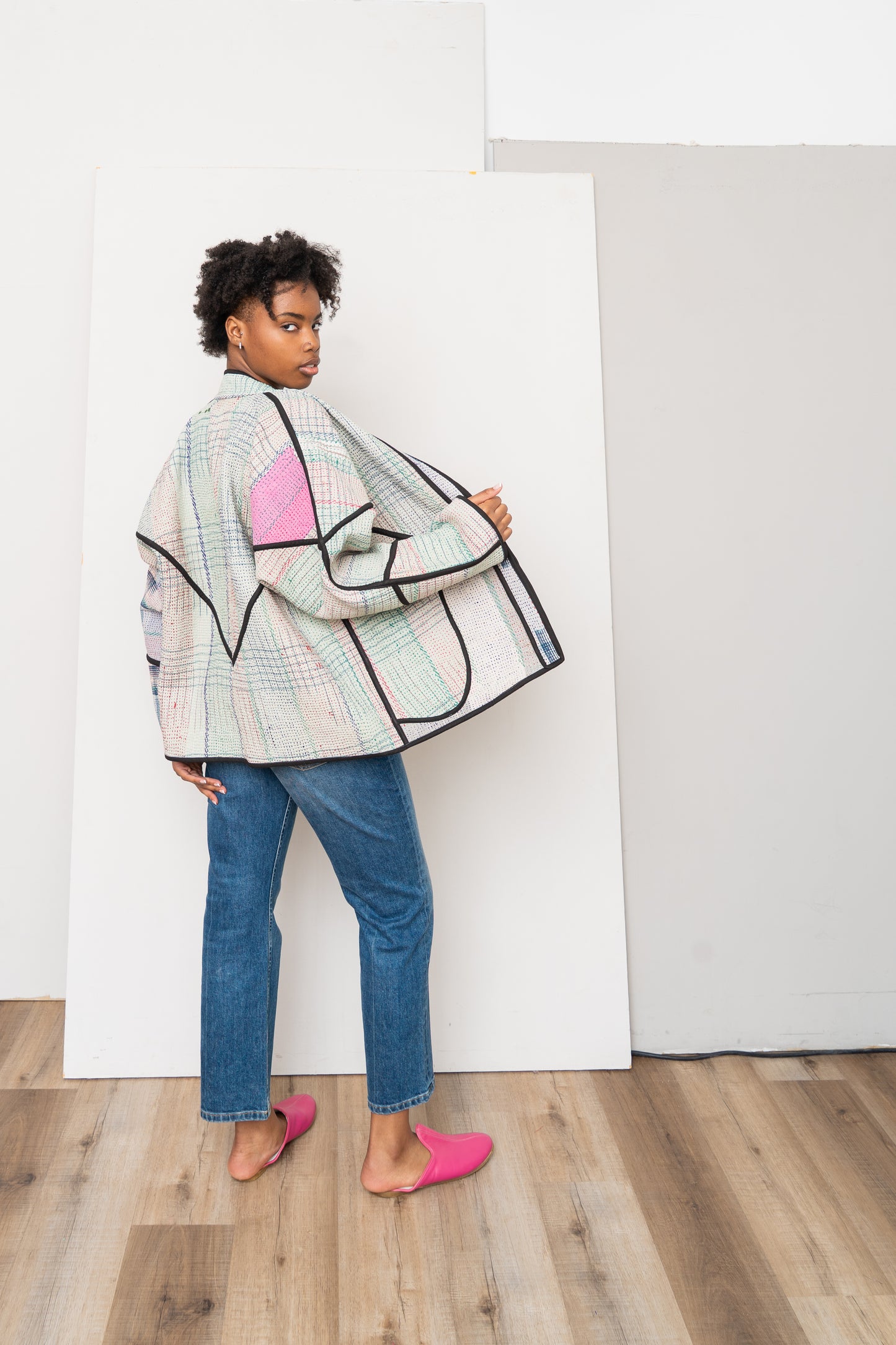 The Ladhiya Quilted Patchwork Kantha Jacket