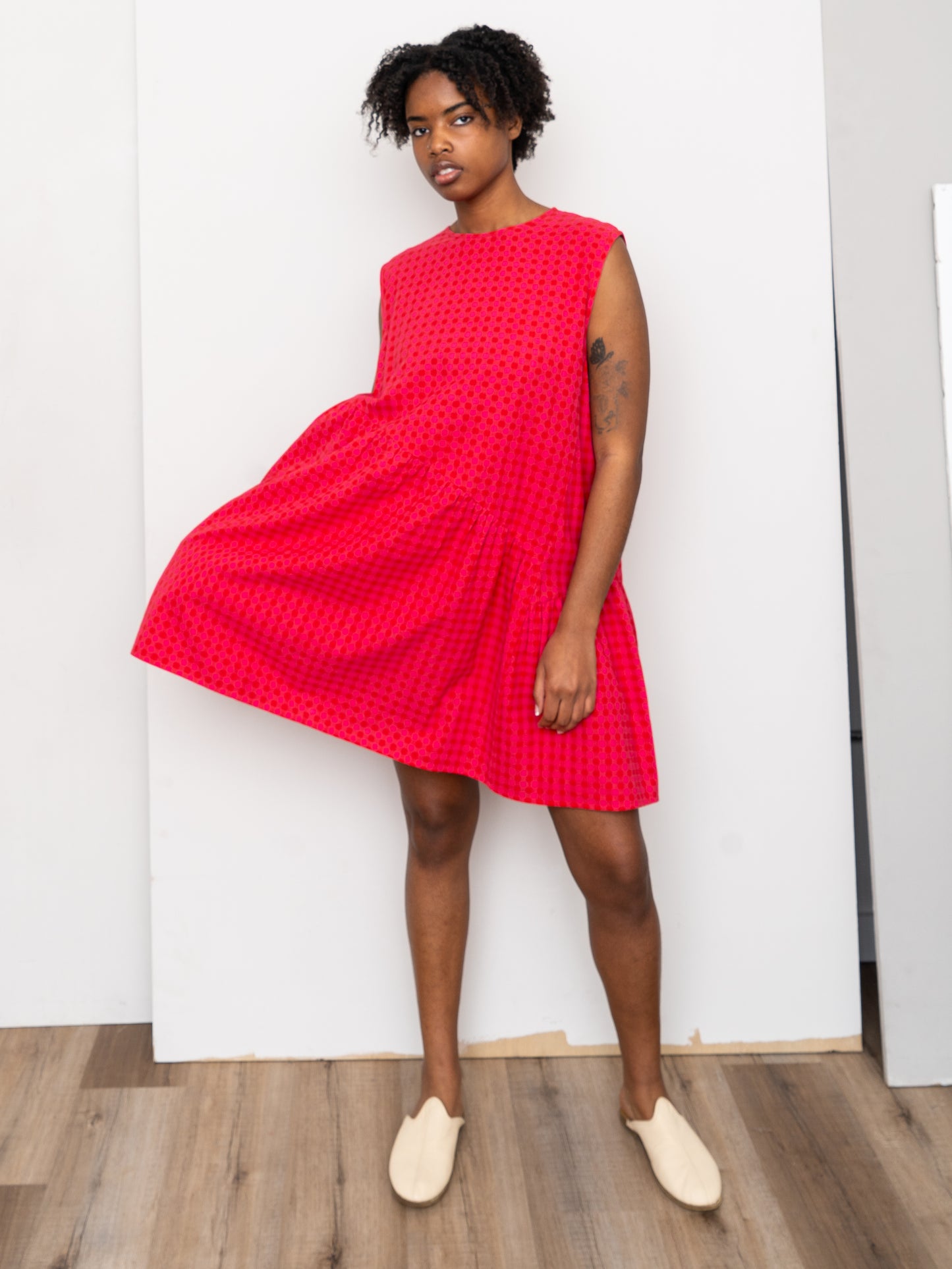 The Anan Short Gathered Dress Short ~ Petunia Check