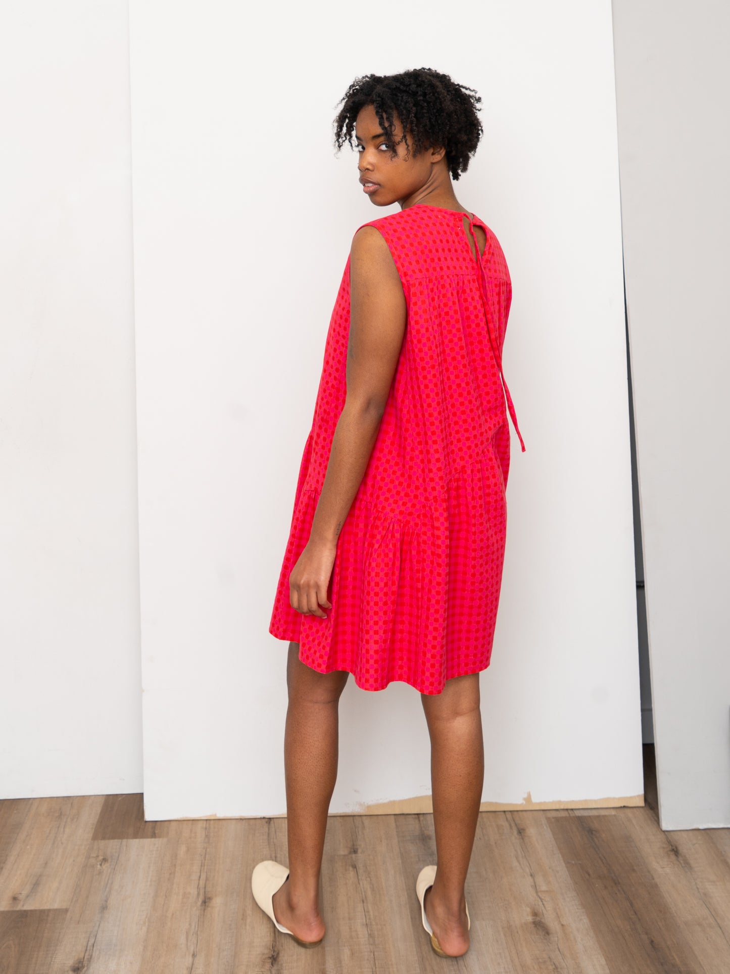 The Anan Short Gathered Dress Short ~ Petunia Check