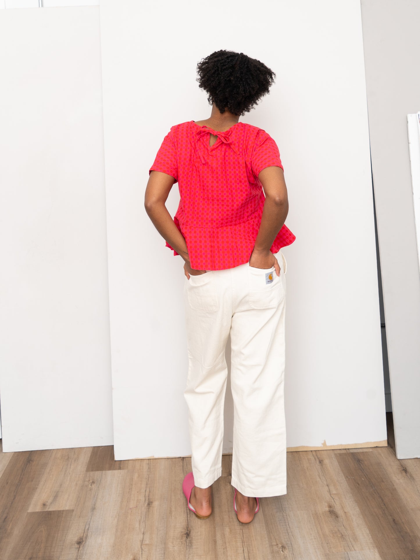 The Nima Peplum Top ~ Petunia Check