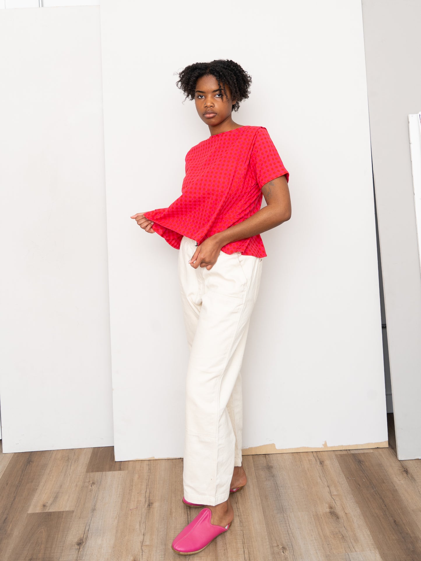 The Nima Peplum Top ~ Petunia Check