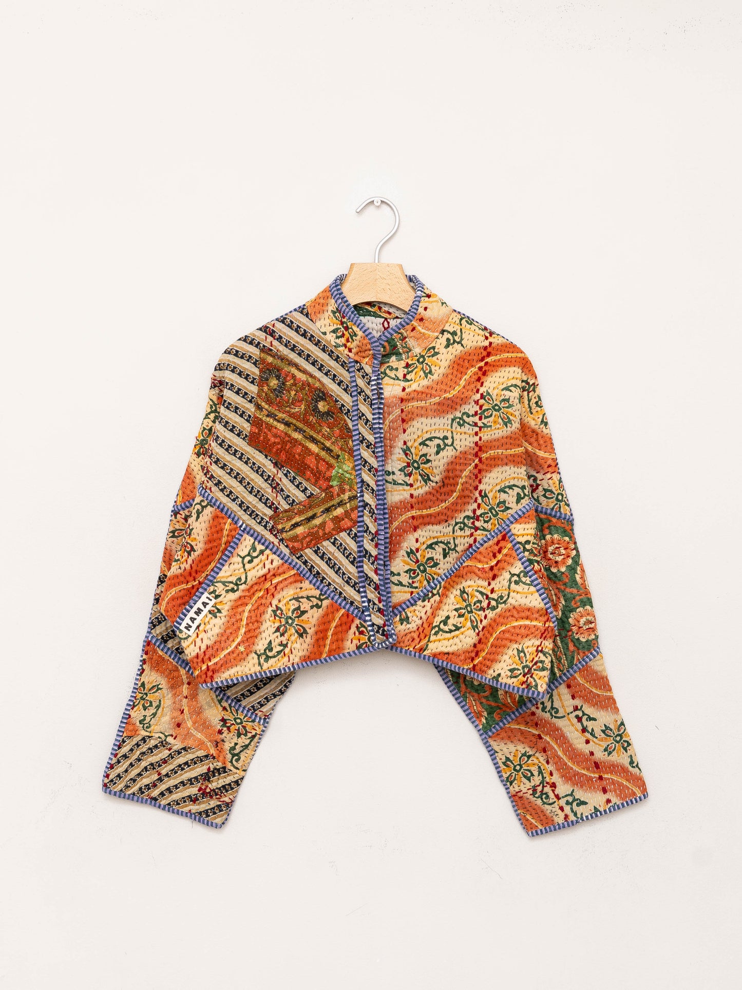 The Kaira Cropped Quilted Patchwork Kantha Jacket