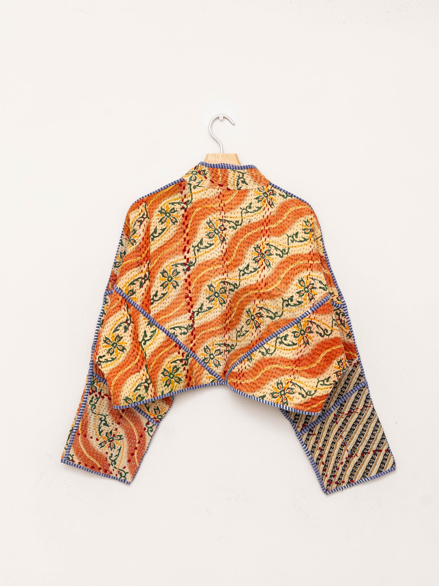 The Kaira Cropped Quilted Patchwork Kantha Jacket