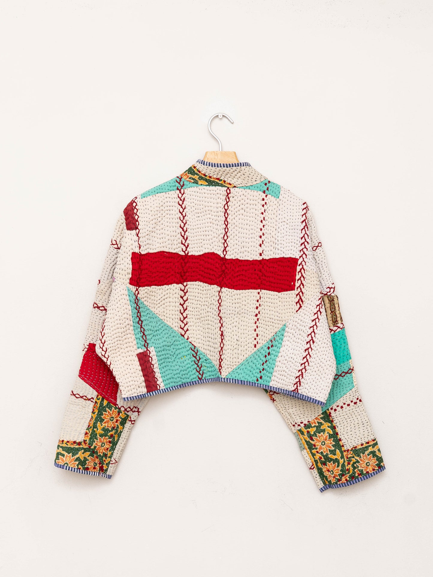 The Kaira Cropped Quilted Patchwork Kantha Jacket