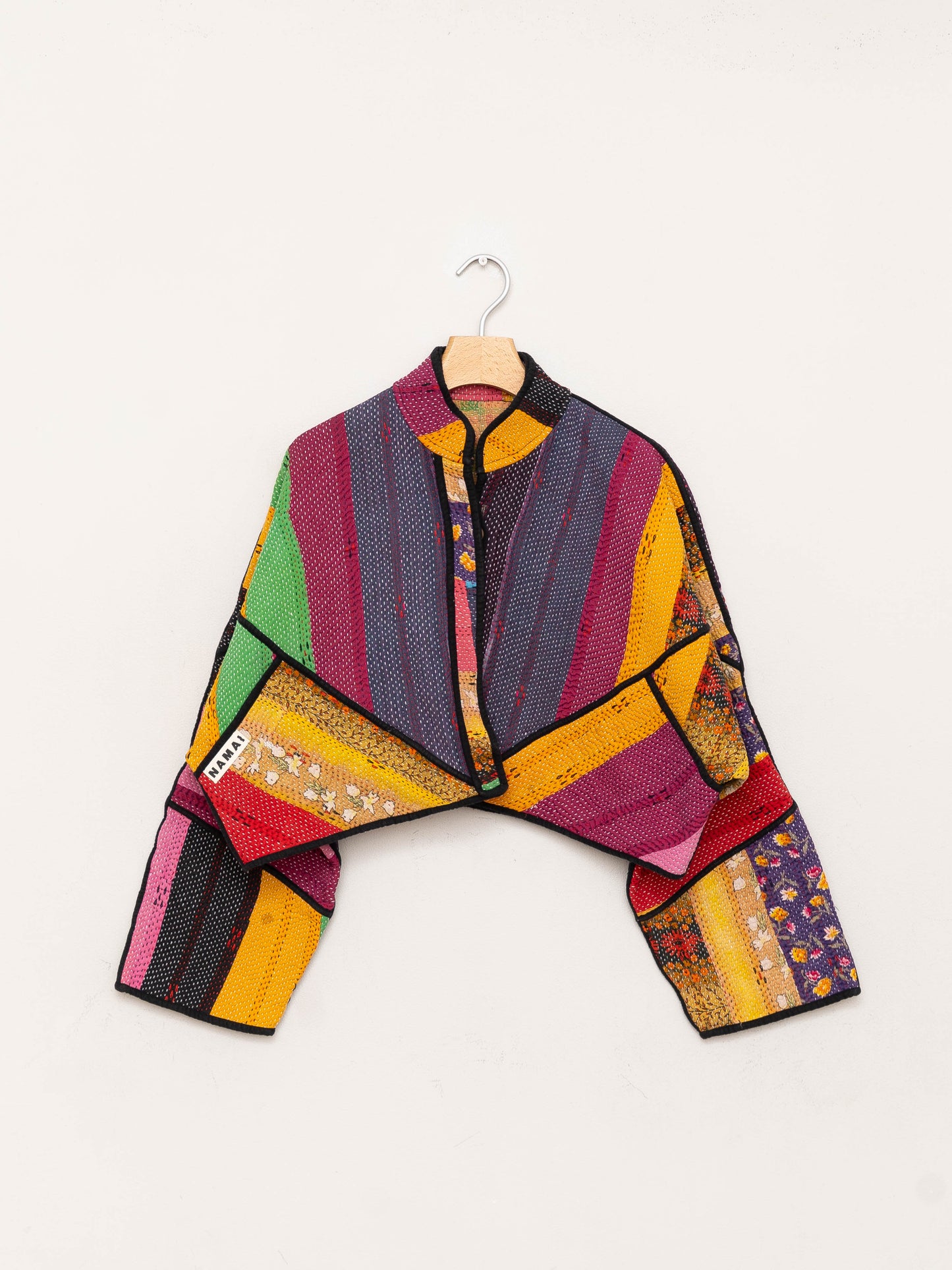 The Kaira Cropped Quilted Patchwork Kantha Jacket