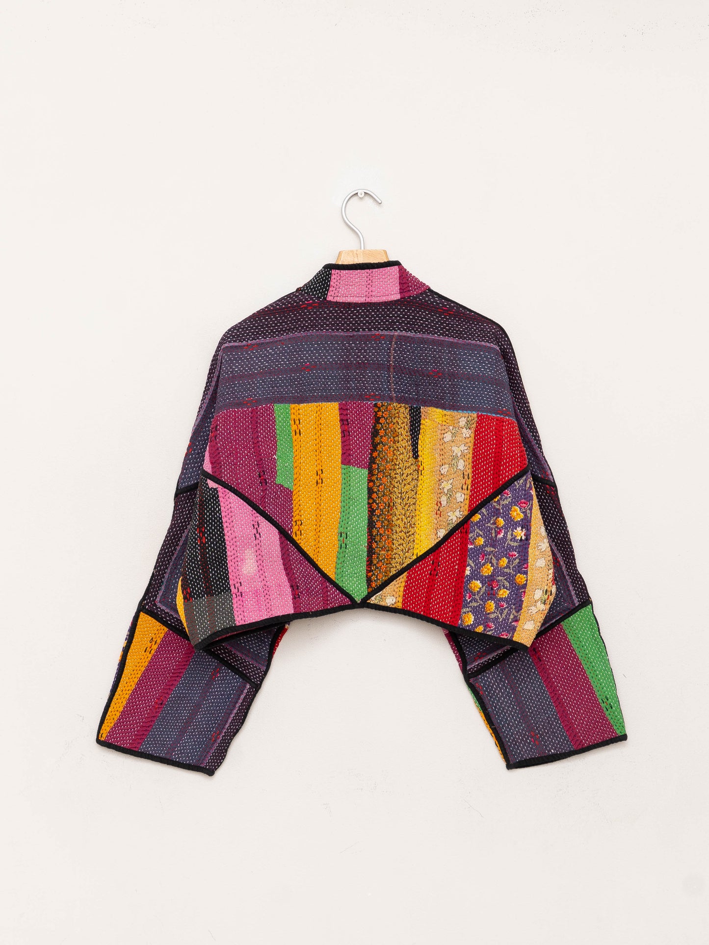 The Kaira Cropped Quilted Patchwork Kantha Jacket