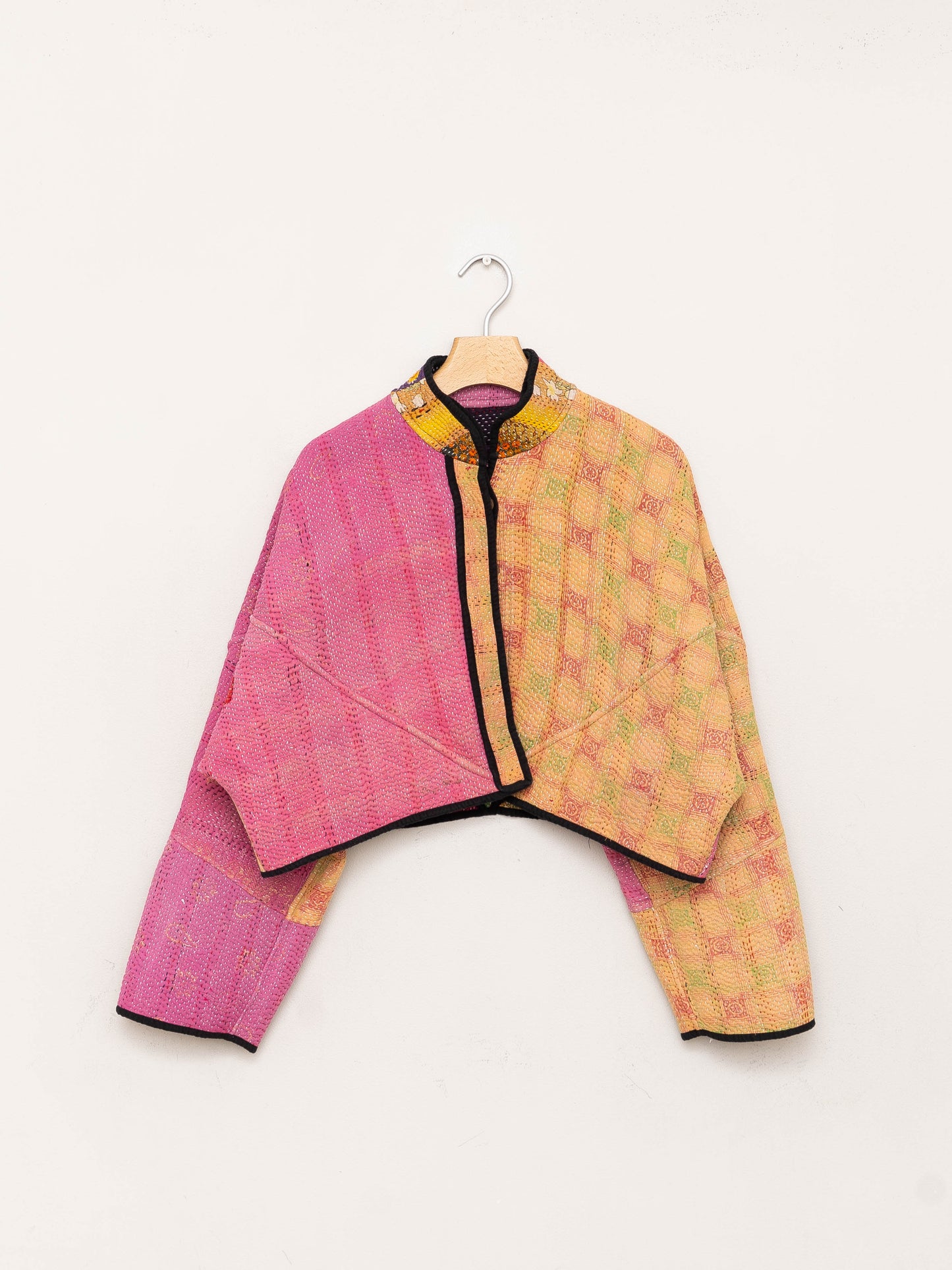 The Kaira Cropped Quilted Patchwork Kantha Jacket