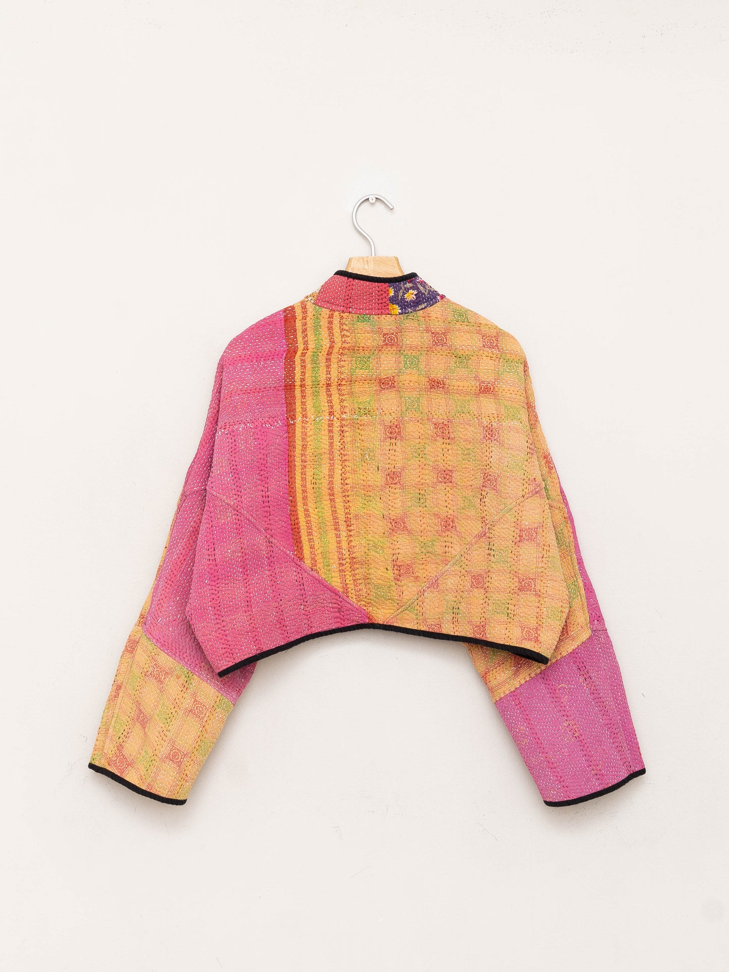 The Kaira Cropped Quilted Patchwork Kantha Jacket