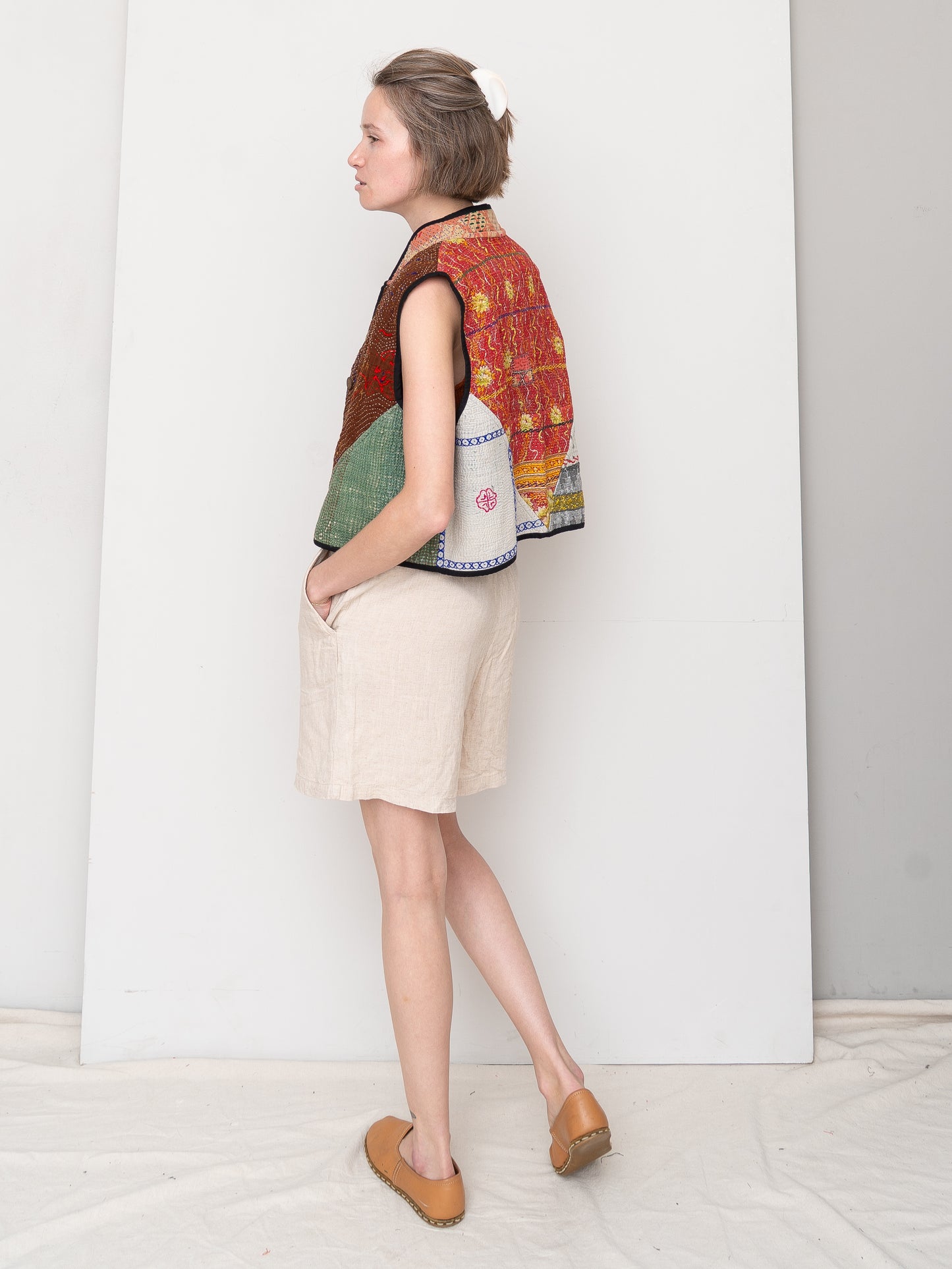 The Kaira Quilted Patchwork Kantha Vest