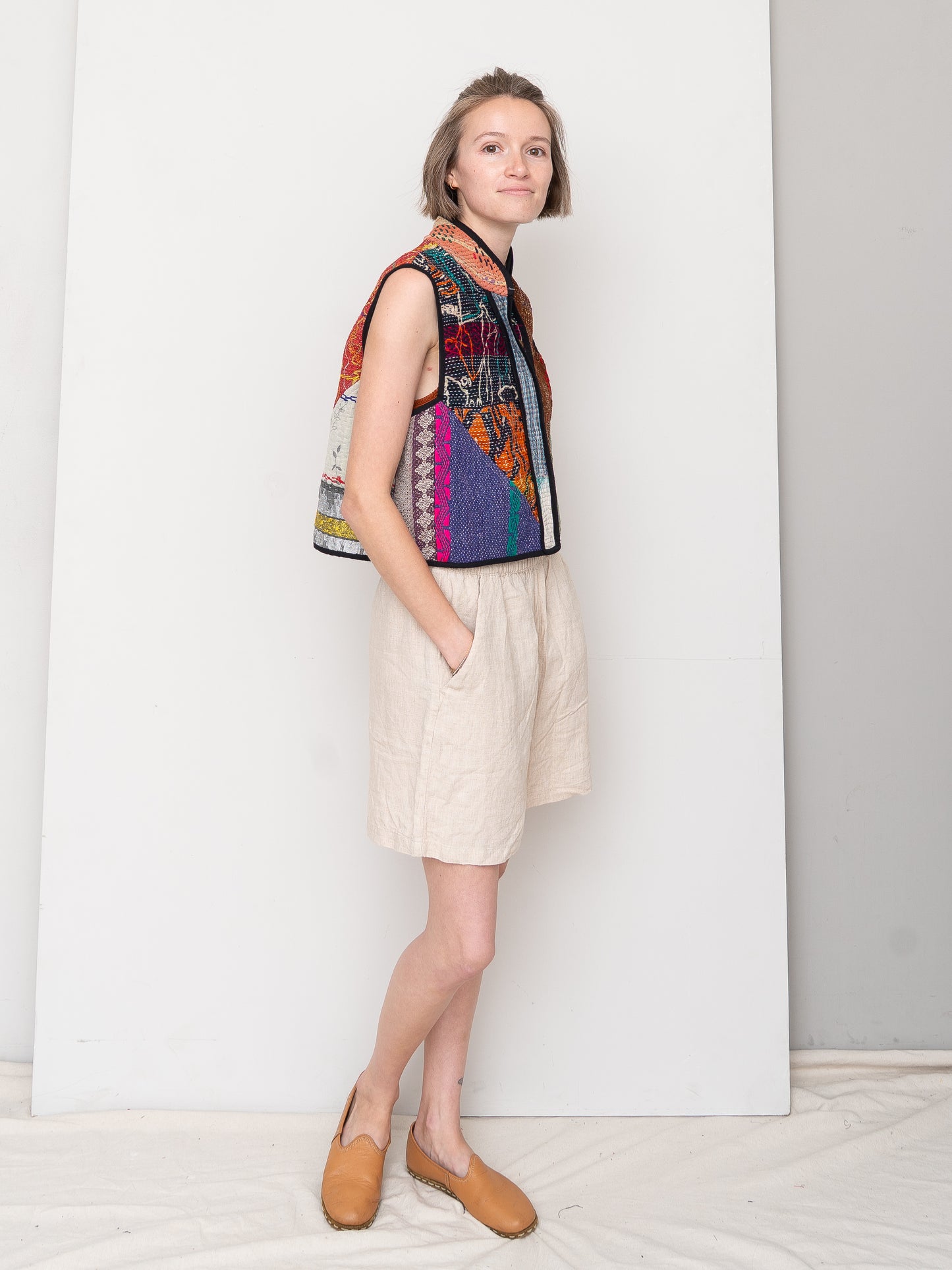 The Kaira Quilted Patchwork Kantha Vest