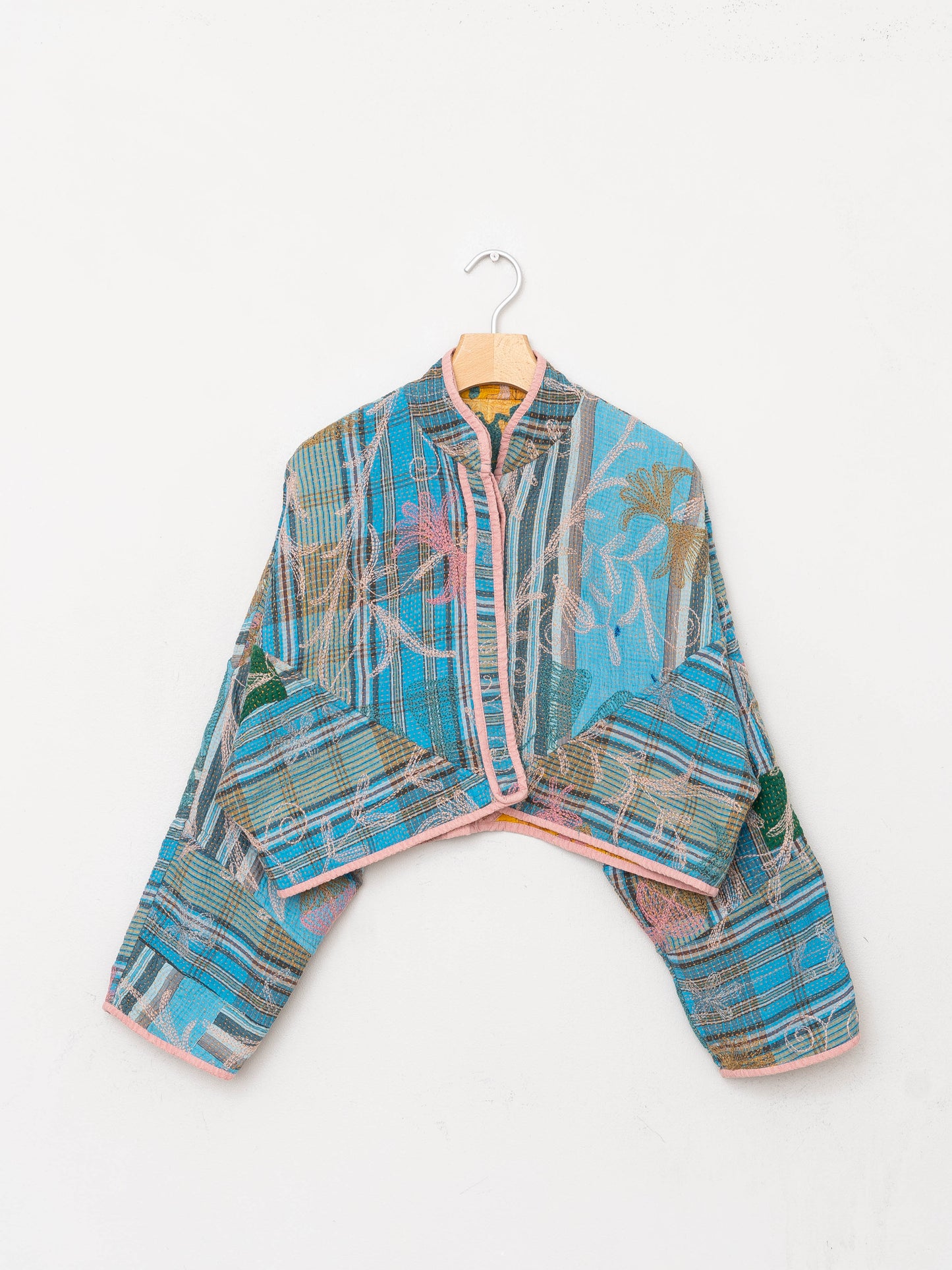 The Kaira Cropped Suzani Quilted Kantha Jacket