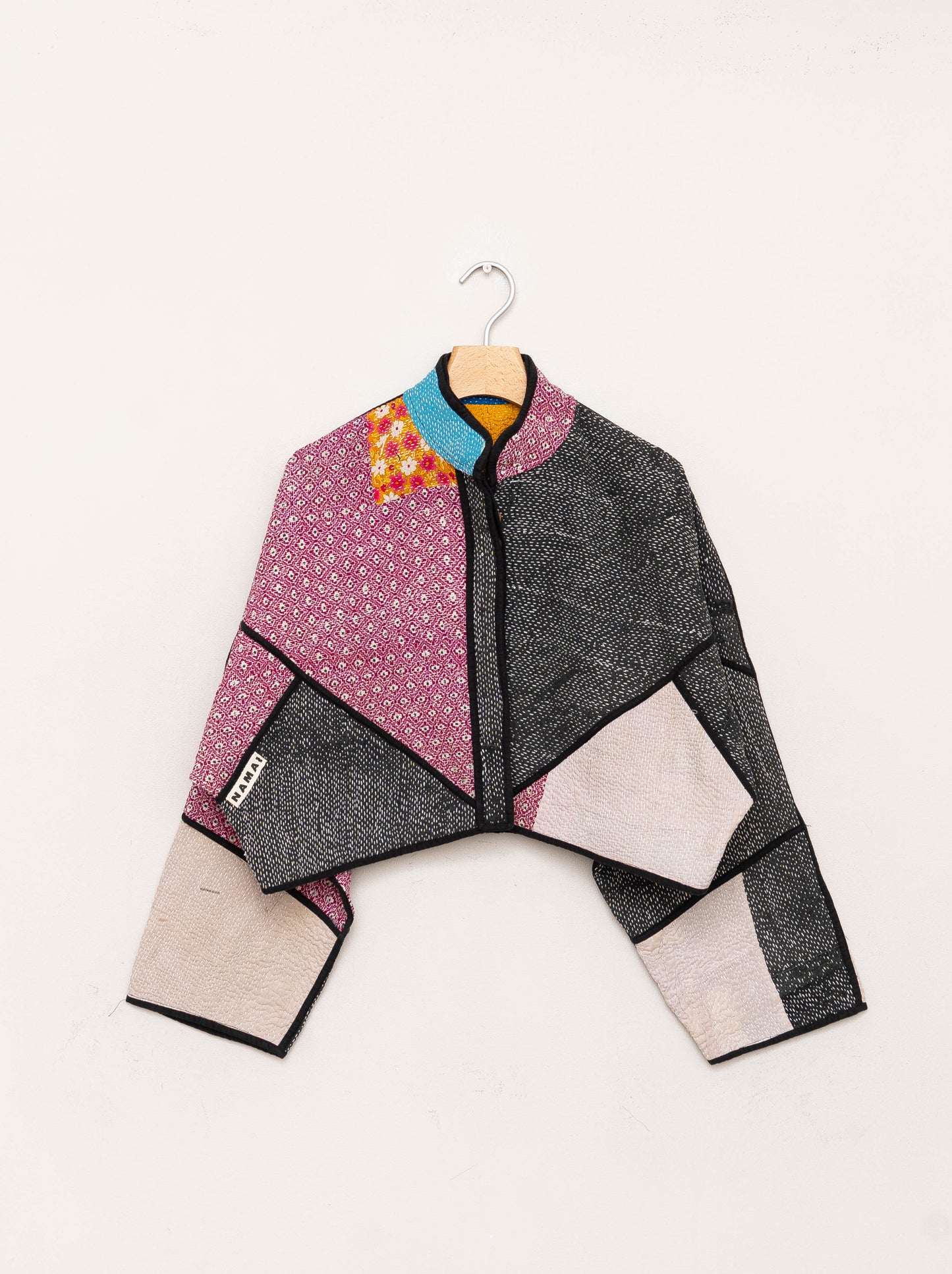 The Kaira Cropped Quilted Patchwork Kantha Jacket