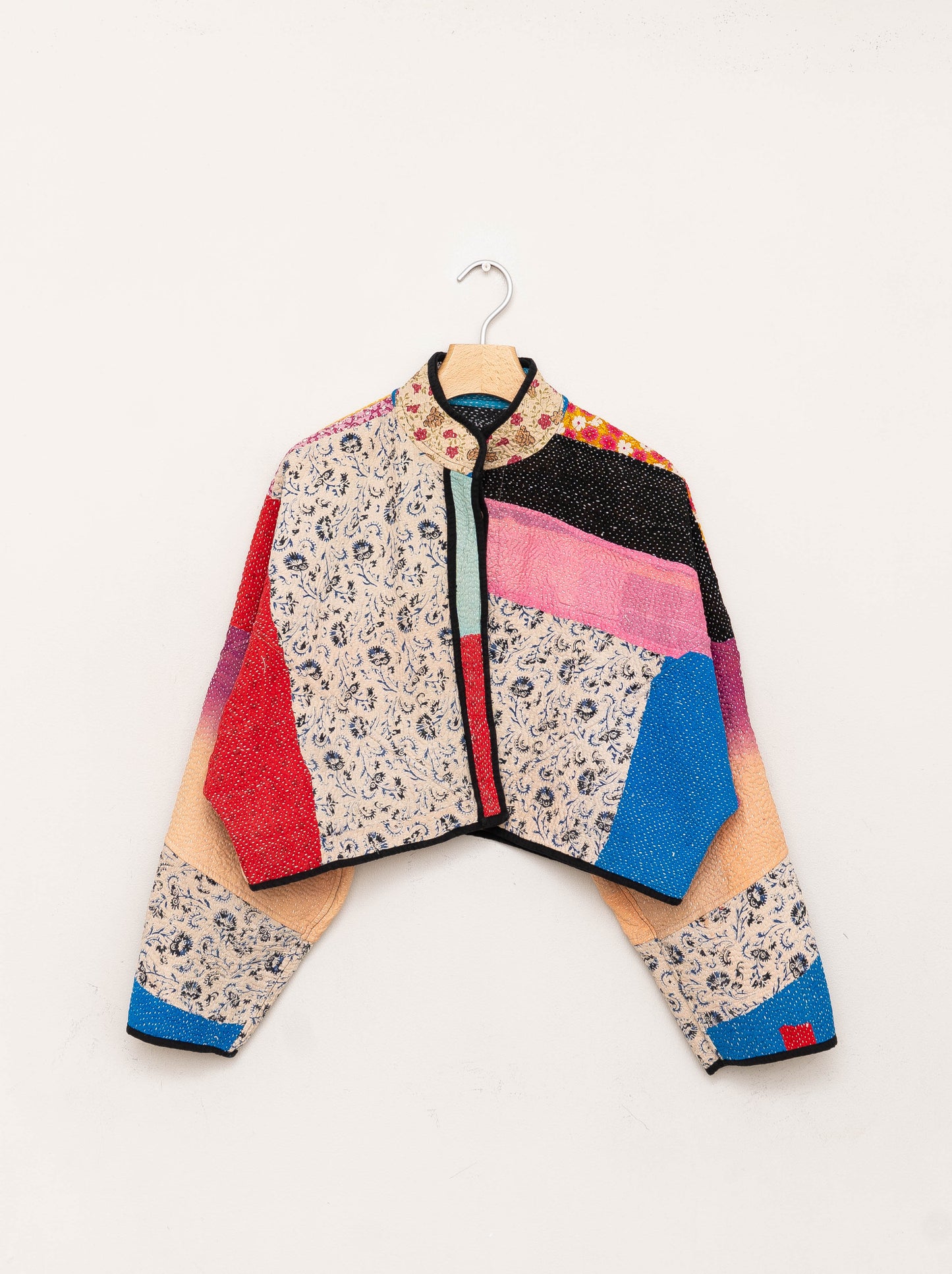 The Kaira Cropped Quilted Patchwork Kantha Jacket