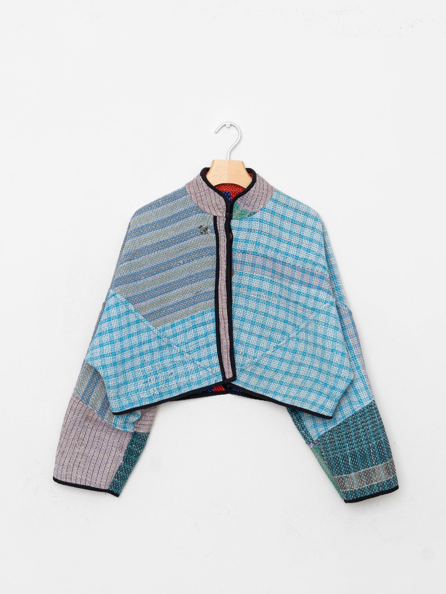 The Kaira Cropped Quilted Patchwork Kantha Jacket