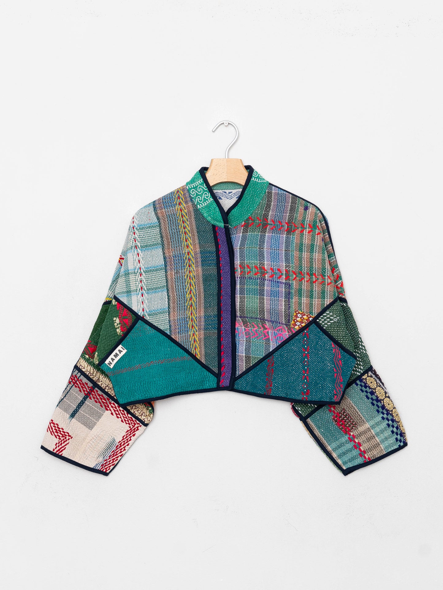 The Kaira Cropped Quilted Patchwork Kantha Jacket