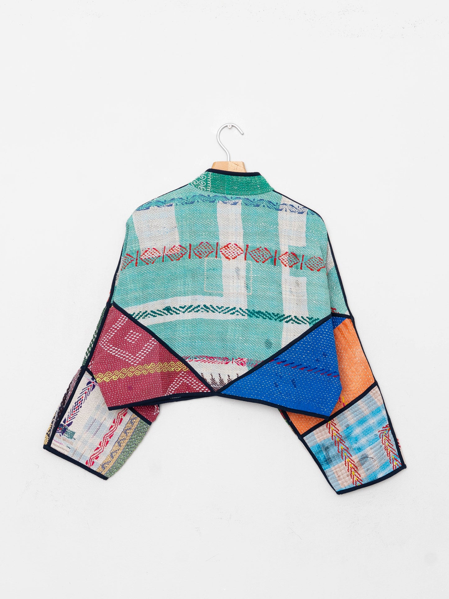 The Kaira Cropped Quilted Patchwork Kantha Jacket