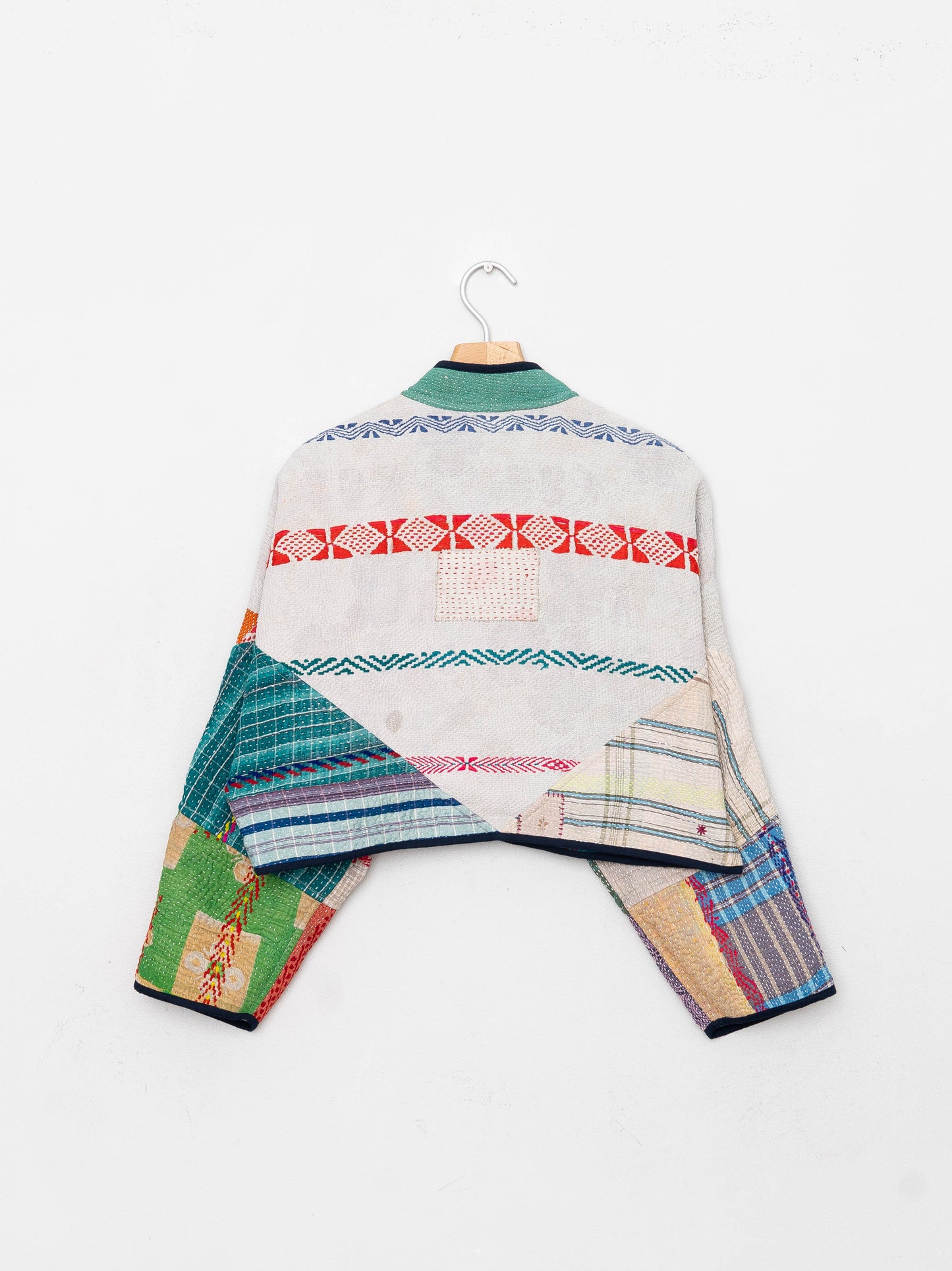 The Kaira Cropped Quilted Patchwork Kantha Jacket