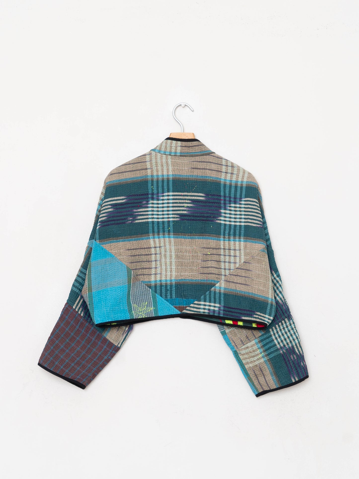 The Kaira Cropped Quilted Patchwork Kantha Jacket