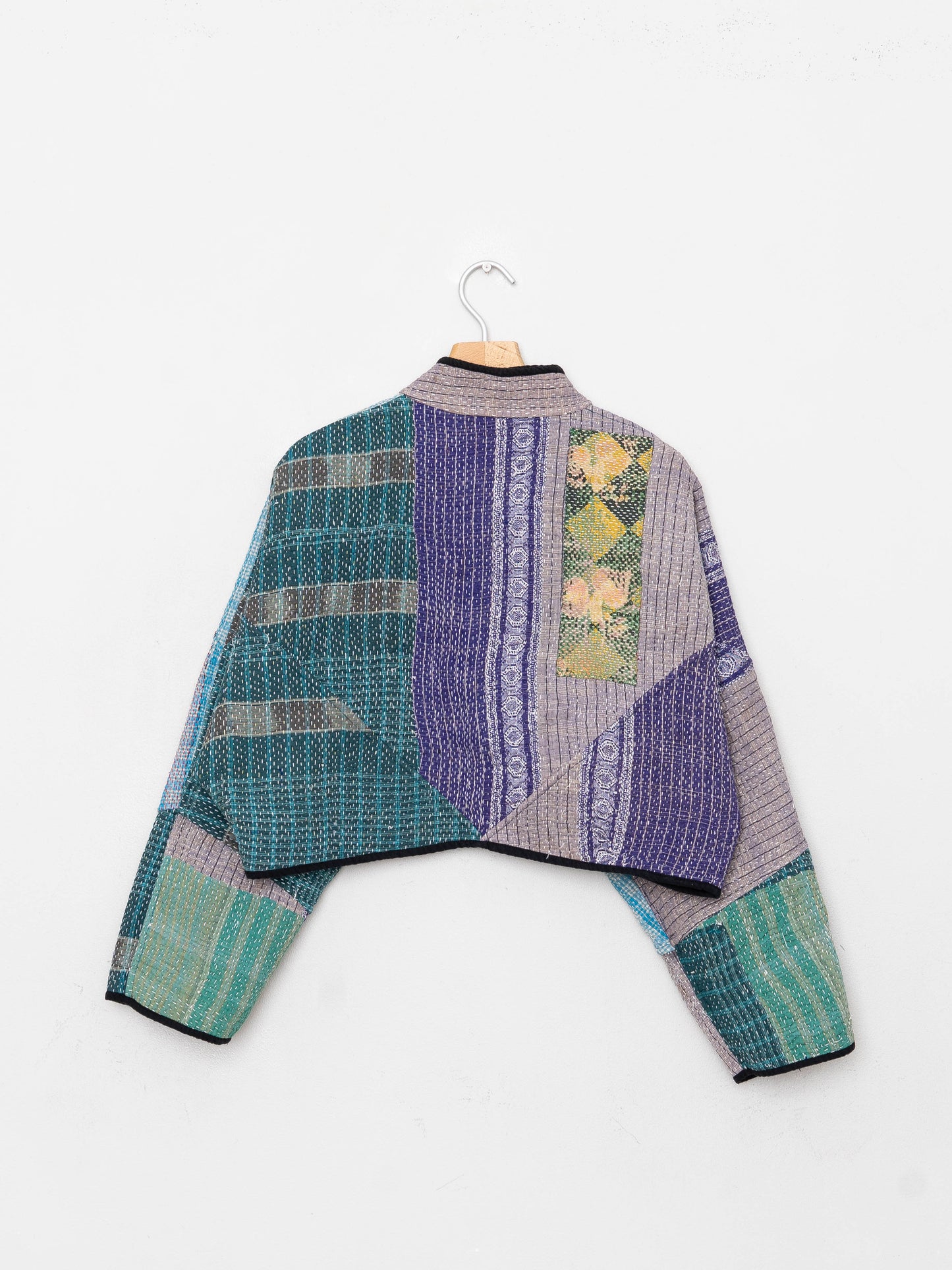 The Kaira Cropped Quilted Patchwork Kantha Jacket