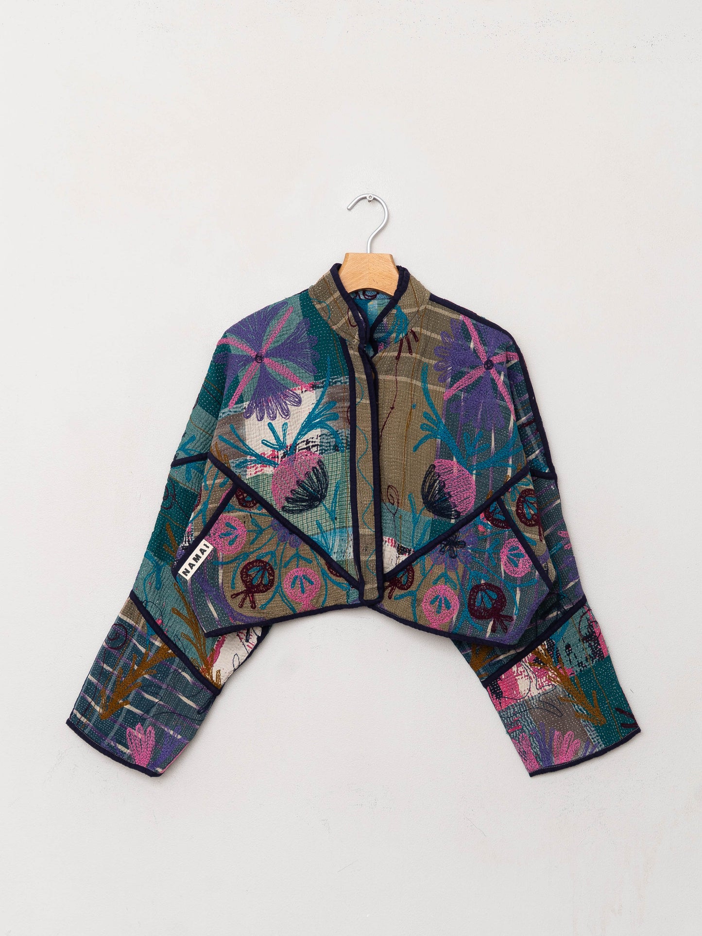 The Kaira Cropped Suzani Quilted Kantha Jacket