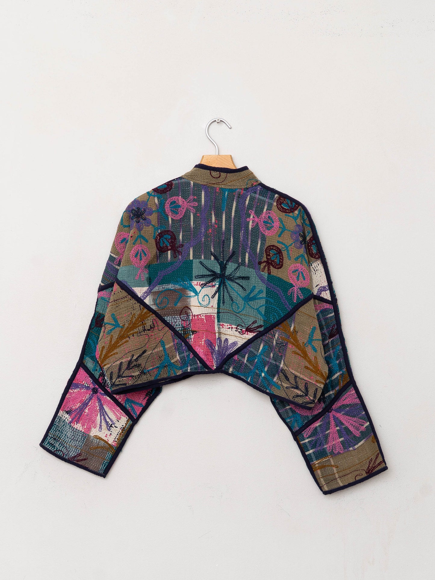 The Kaira Cropped Suzani Quilted Kantha Jacket