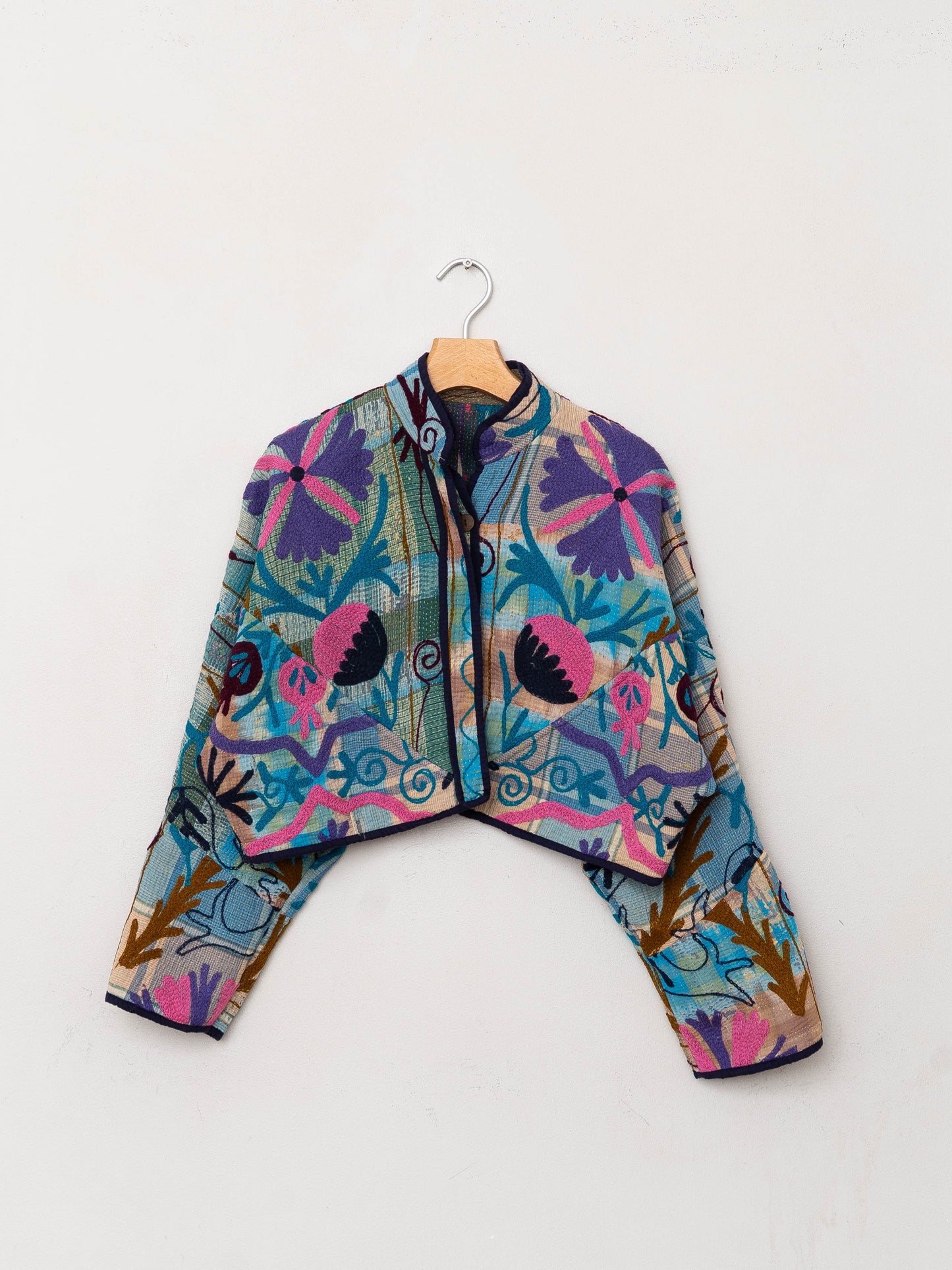 The Kaira Cropped Suzani Quilted Kantha Jacket