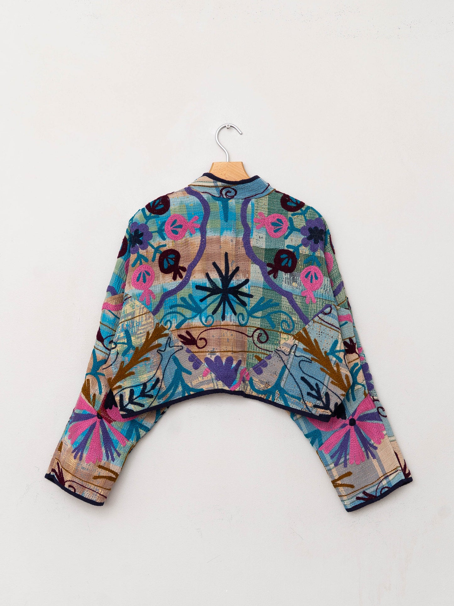 The Kaira Cropped Suzani Quilted Kantha Jacket
