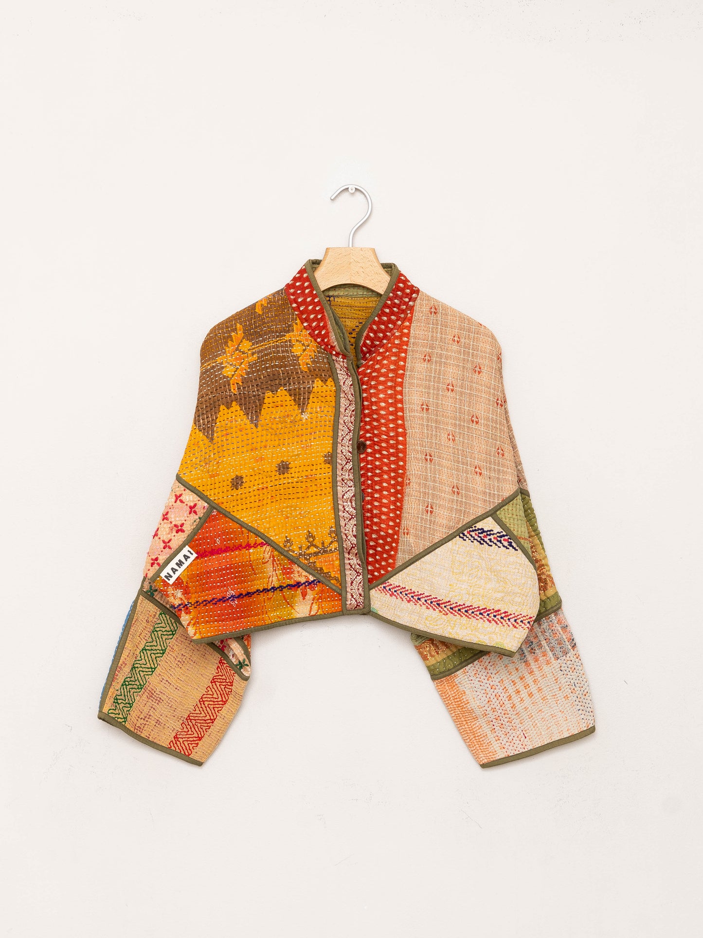 The Kaira Cropped Quilted Patchwork Kantha Jacket