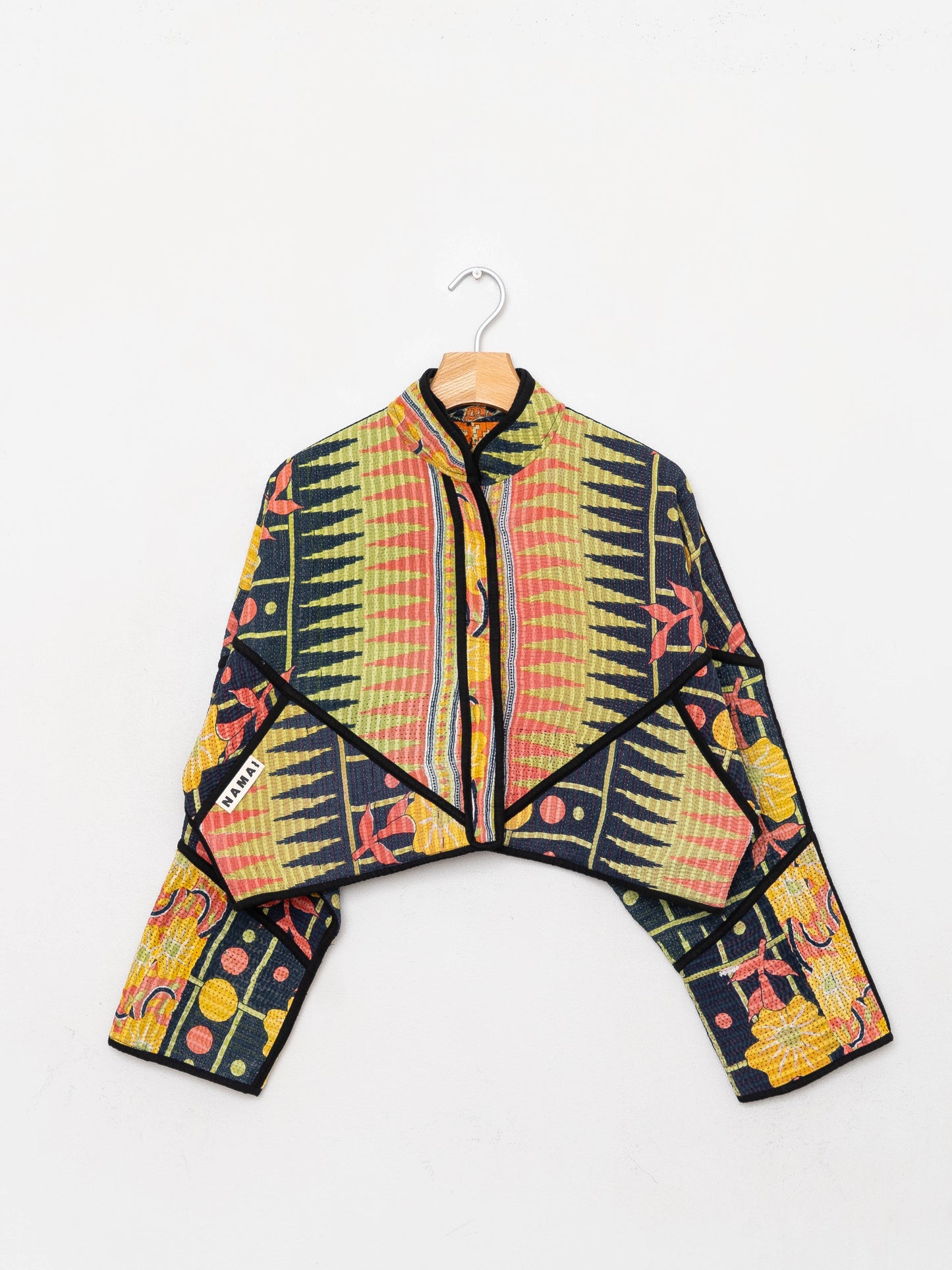 The Kaira Cropped Quilted Patchwork Kantha Jacket