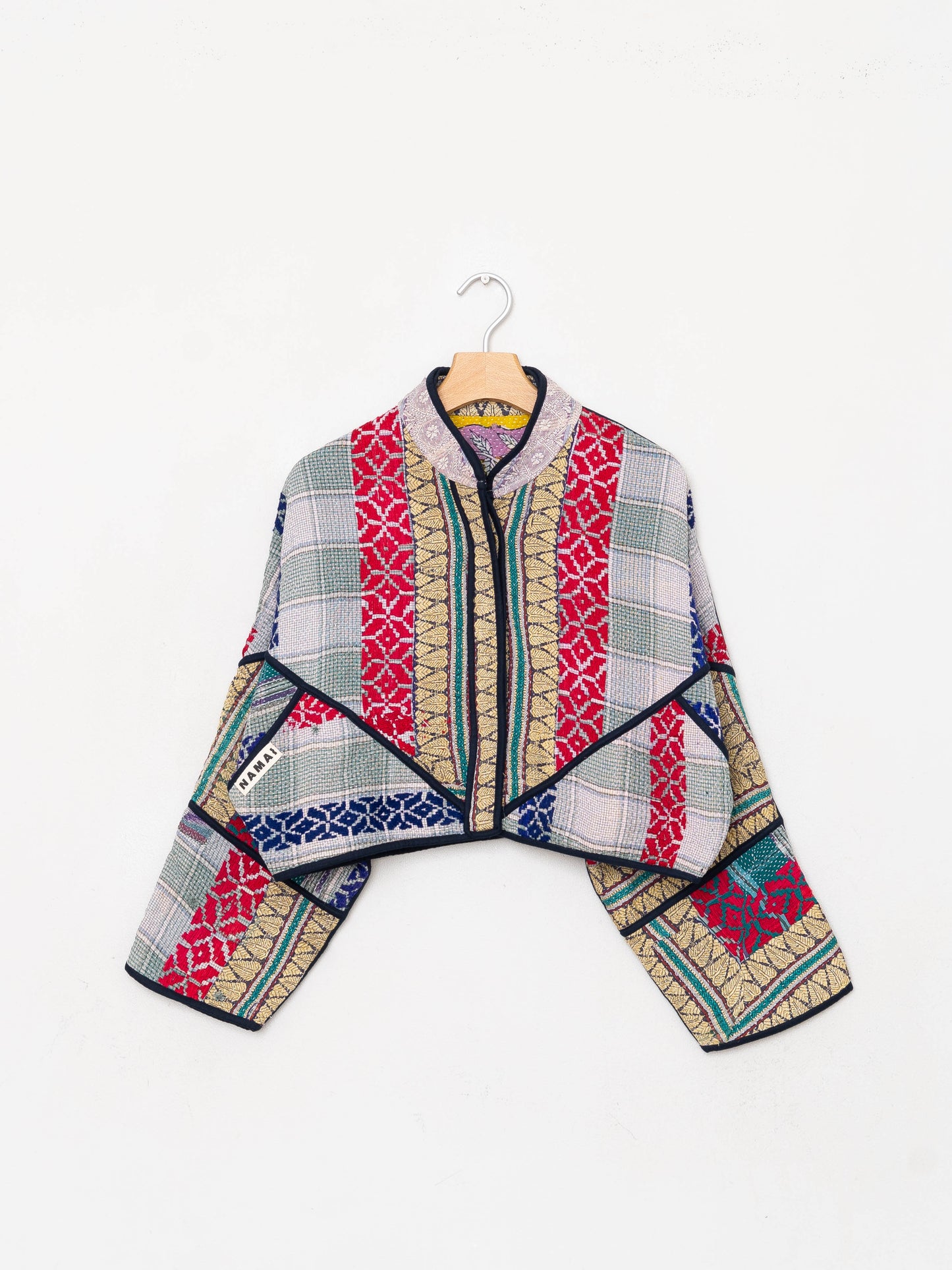 The Kaira Cropped Quilted Patchwork Kantha Jacket