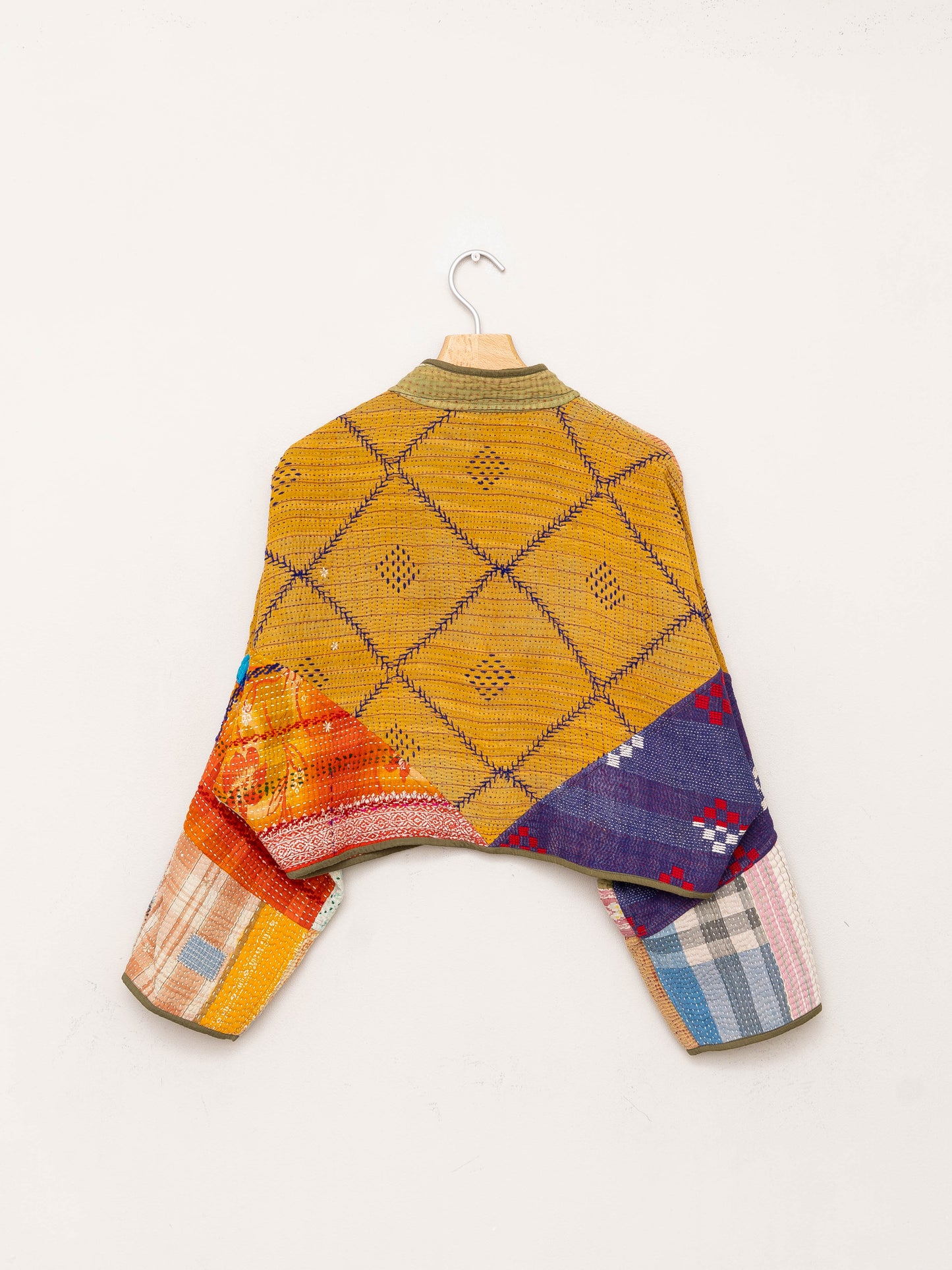The Kaira Cropped Quilted Patchwork Kantha Jacket