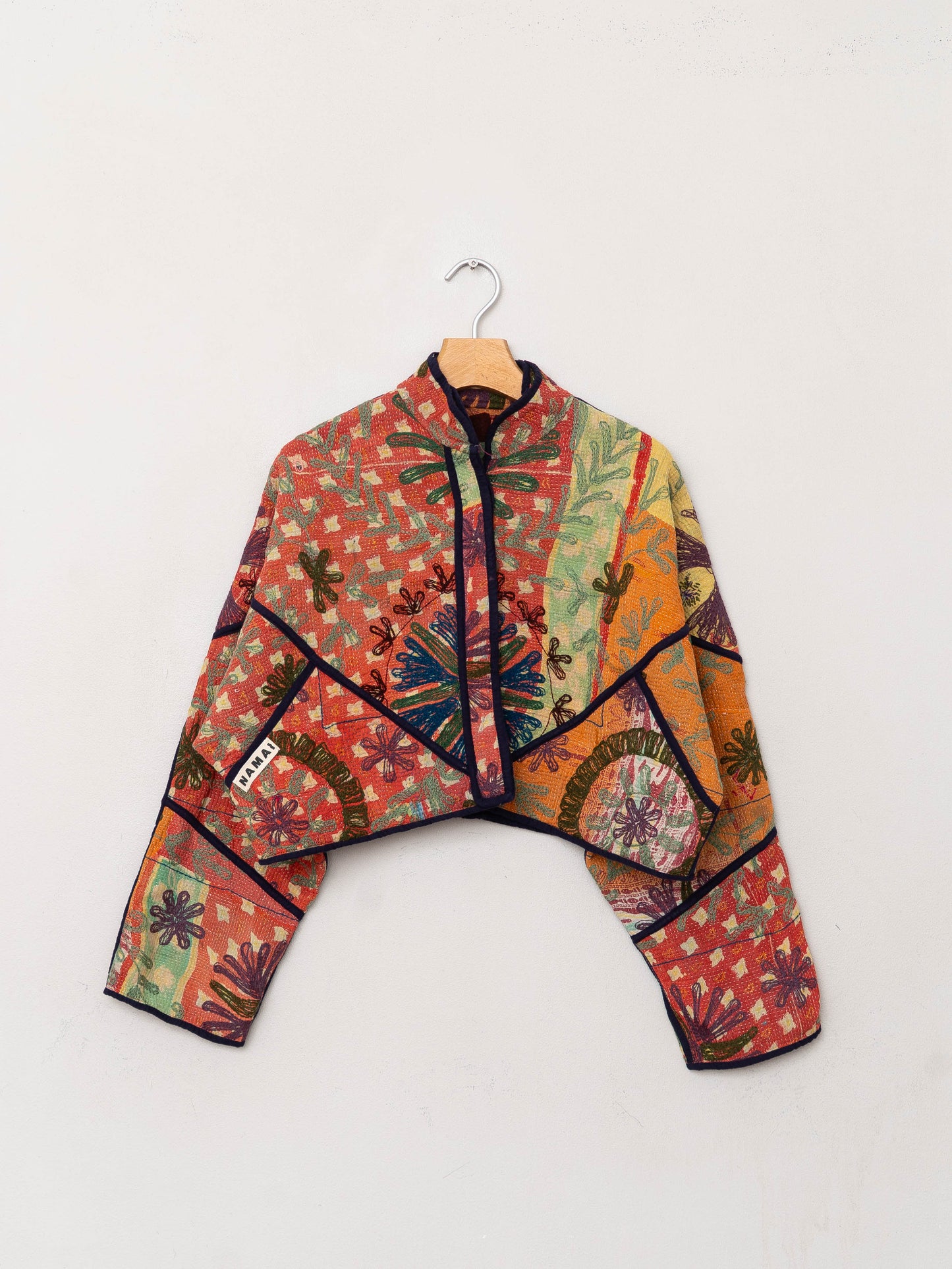 The Kaira Cropped Suzani Quilted Kantha Jacket