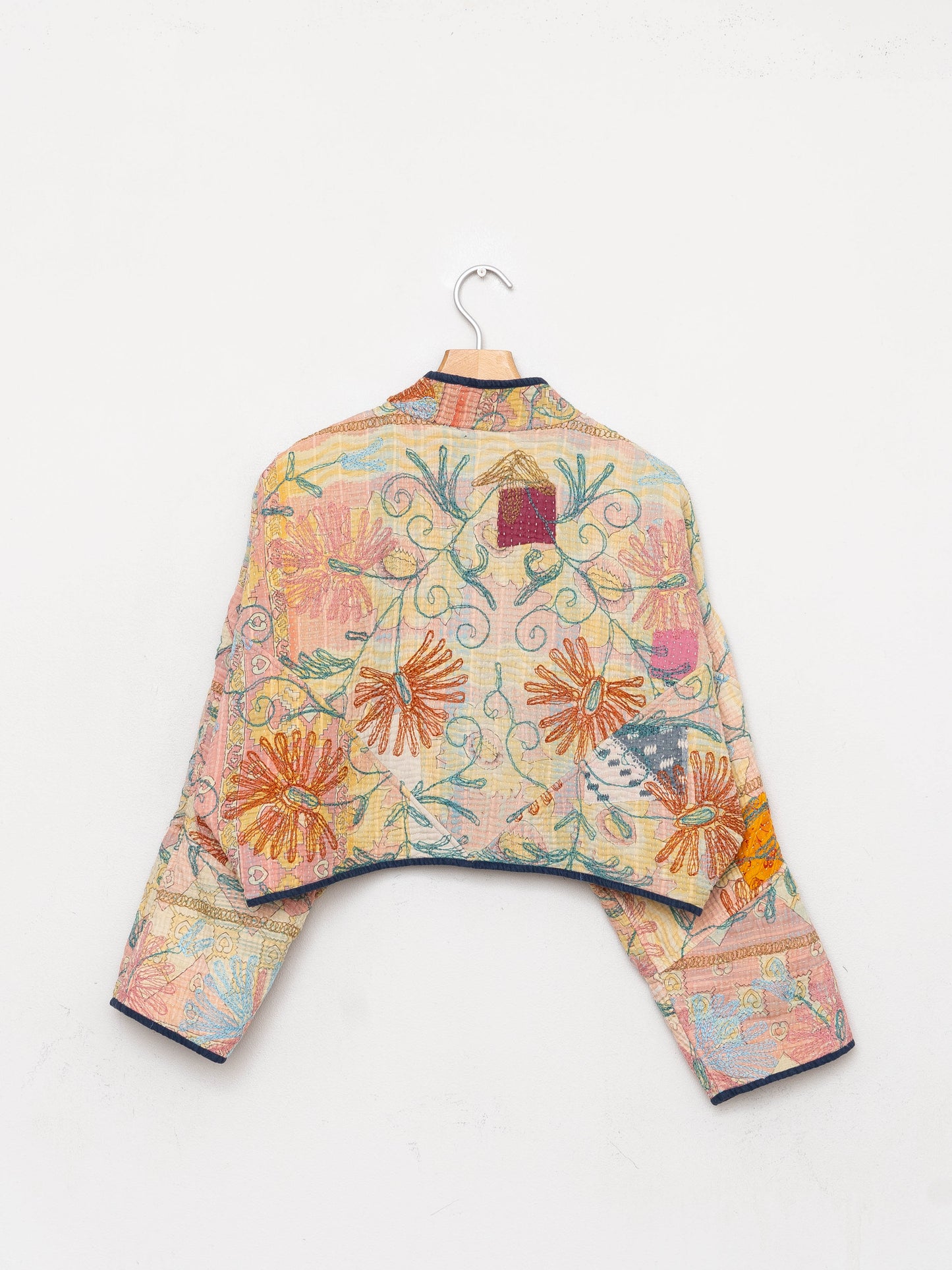 The Kaira Cropped Suzani Quilted Kantha Jacket