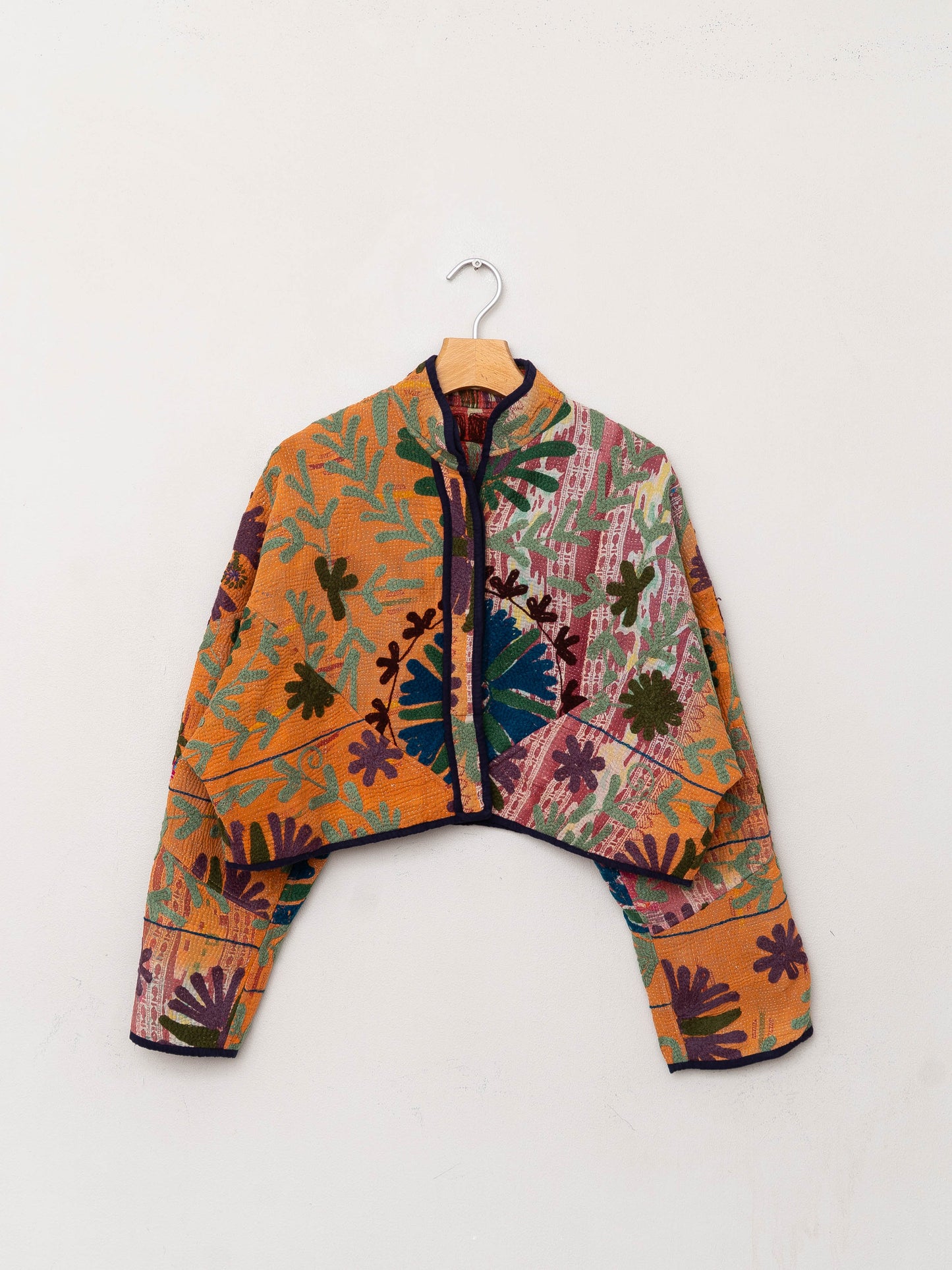 The Kaira Cropped Suzani Quilted Kantha Jacket