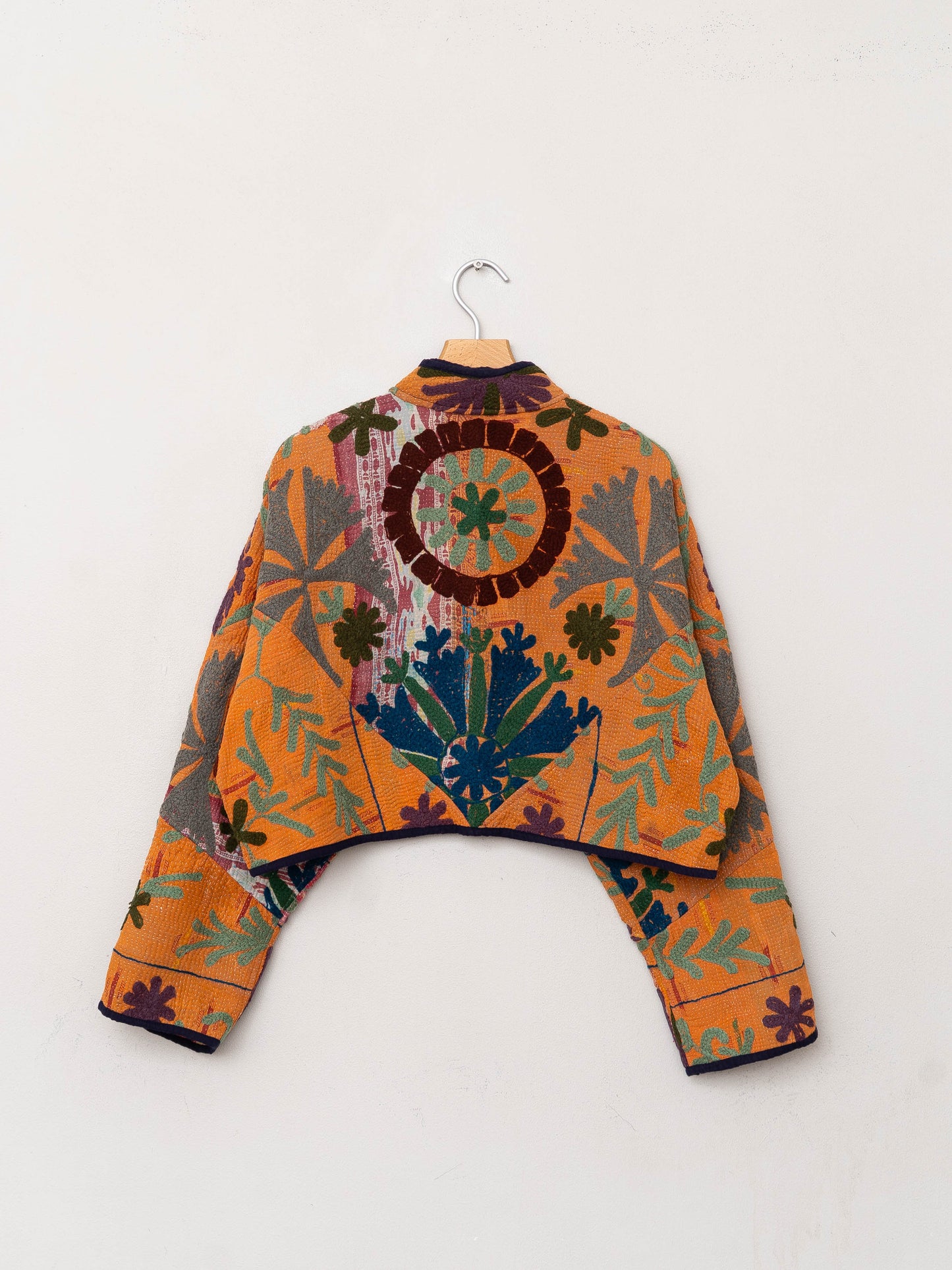 The Kaira Cropped Suzani Quilted Kantha Jacket