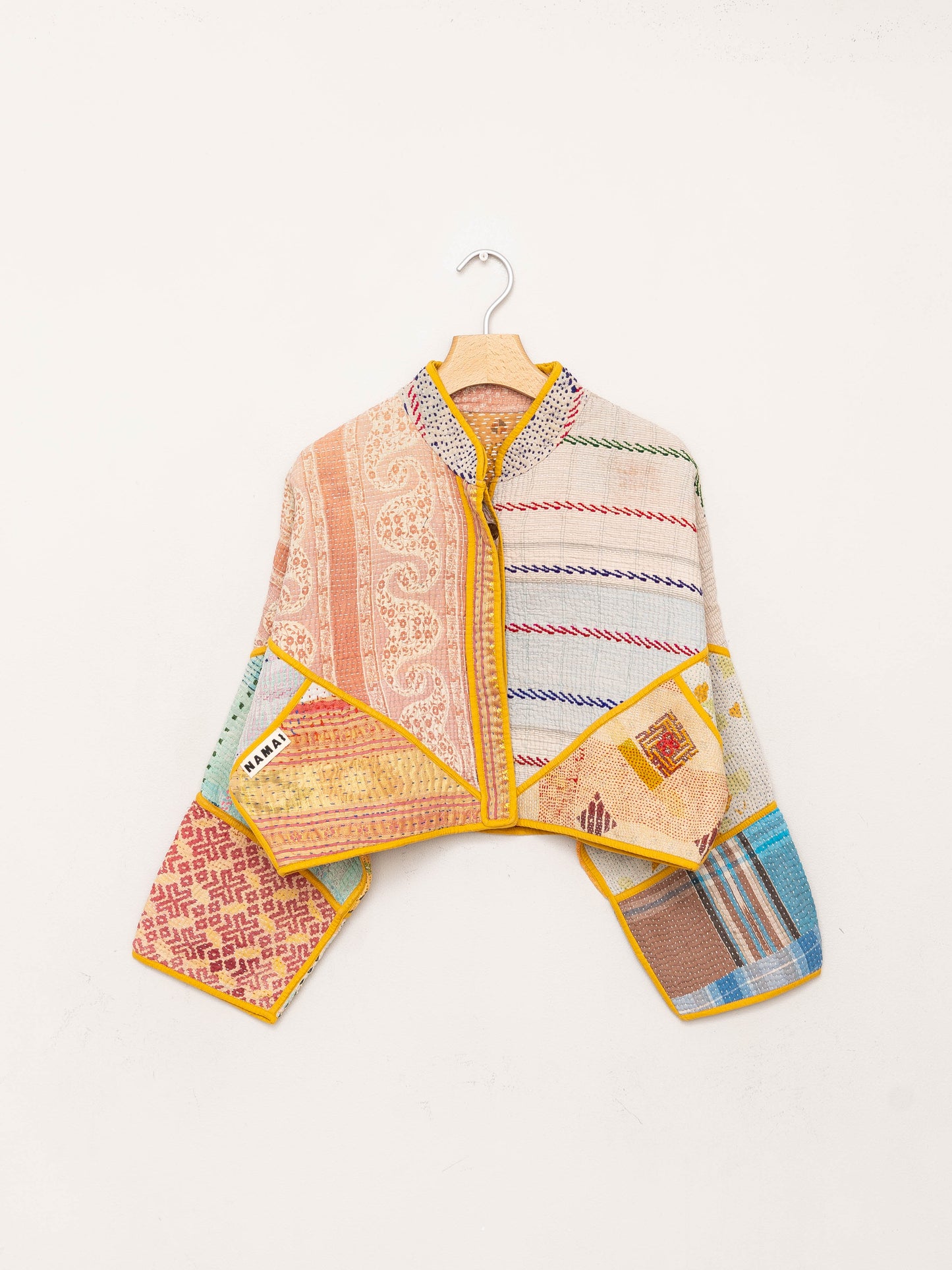 The Kaira Cropped Quilted Patchwork Kantha Jacket